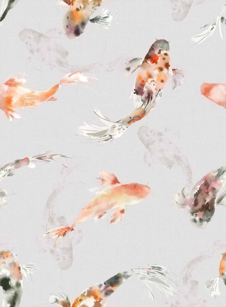 Koi, Aquarell, Muster, Heller Hintergrund, HD Wallpaper