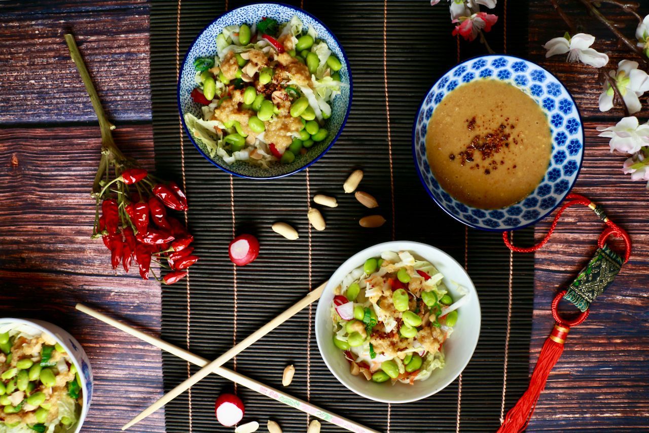 Asiatische Küche, Stäbchen, Salatschalen, Suppe, Chili, HD, Hintergrundbild für den PC
