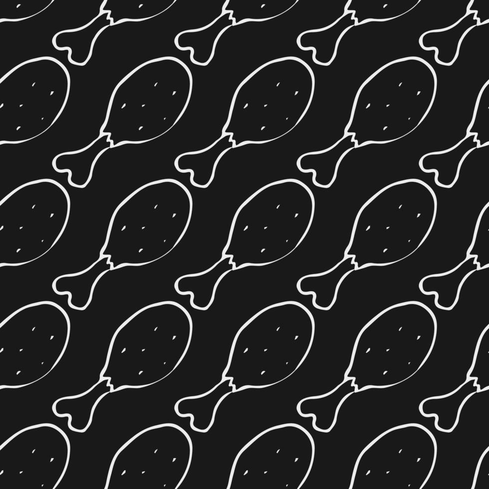Hähnchenkeulen, Muster, Schwarz-Weiß, Linienzeichnung, Hintergrundbild für iPad und Tablet