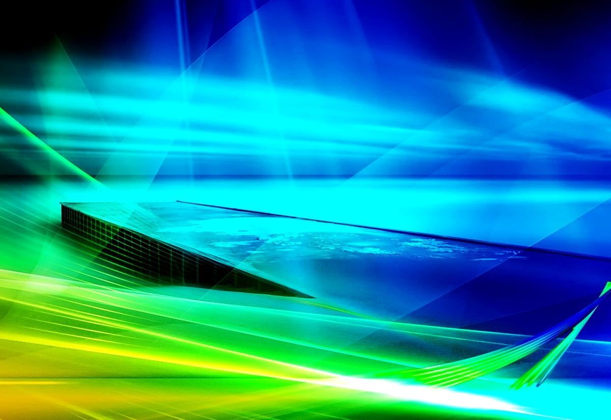 Abstrakt, Lichtstrahlen, Grün und Blau, Digitale Kunst, Hintergrund