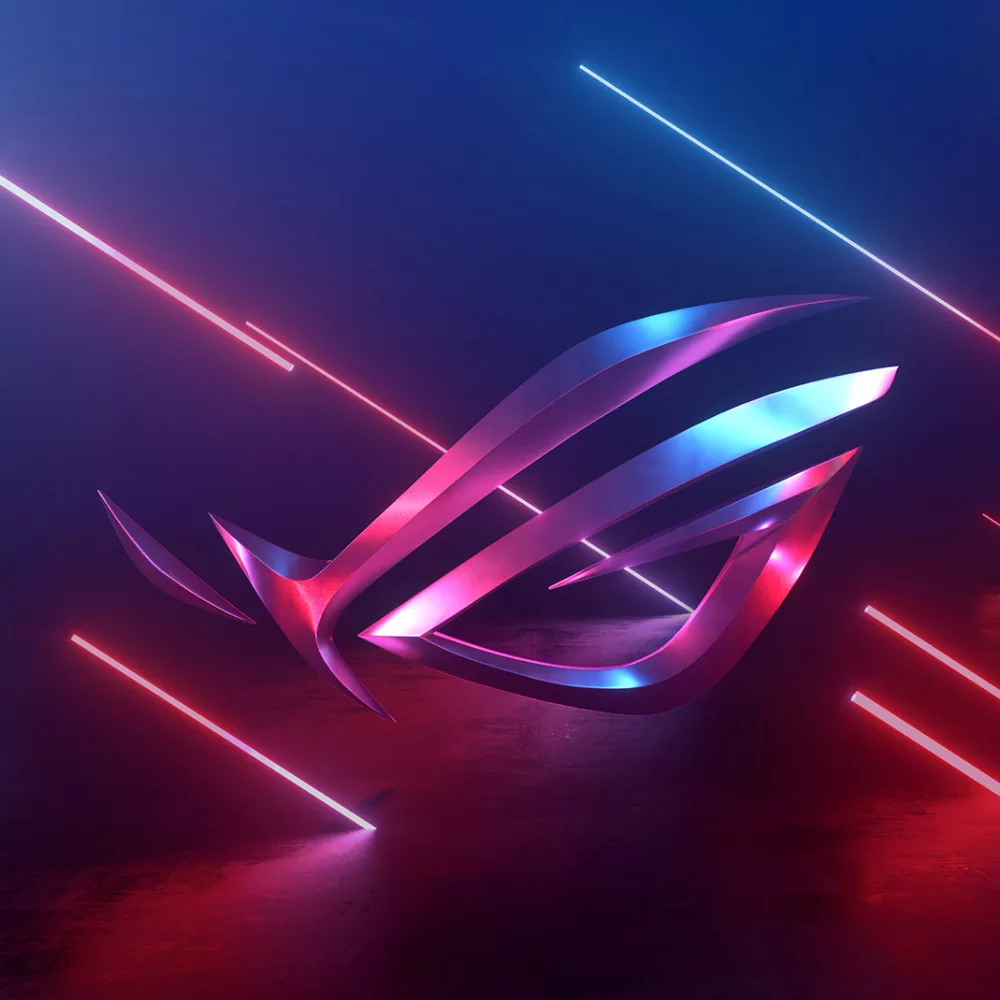 ROG, Republic of Gamers, ROG-Logo, Neonlinien, Gaming, Rot und Blau, Hintergrundbild fürs iPad