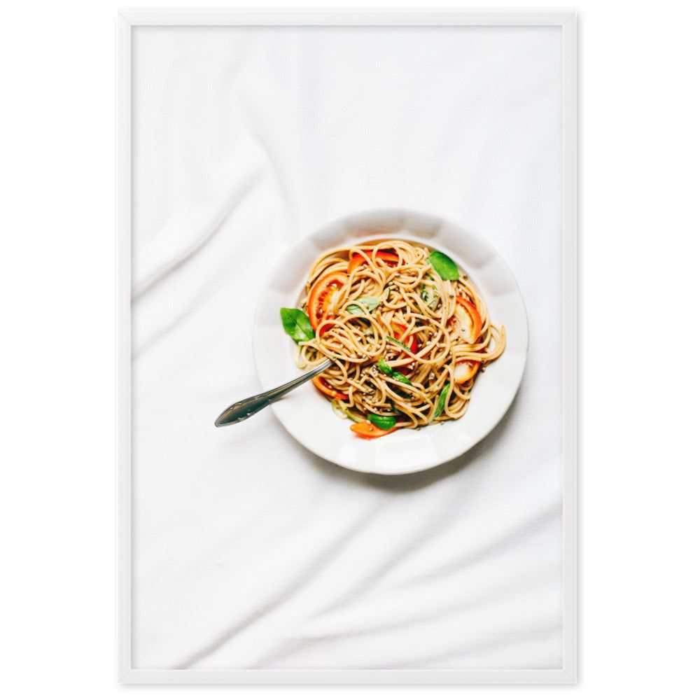 Spaghetti, Teller, Gabel, Weiß, Minimalistisch, Hintergrundbild für iPad und Tablet