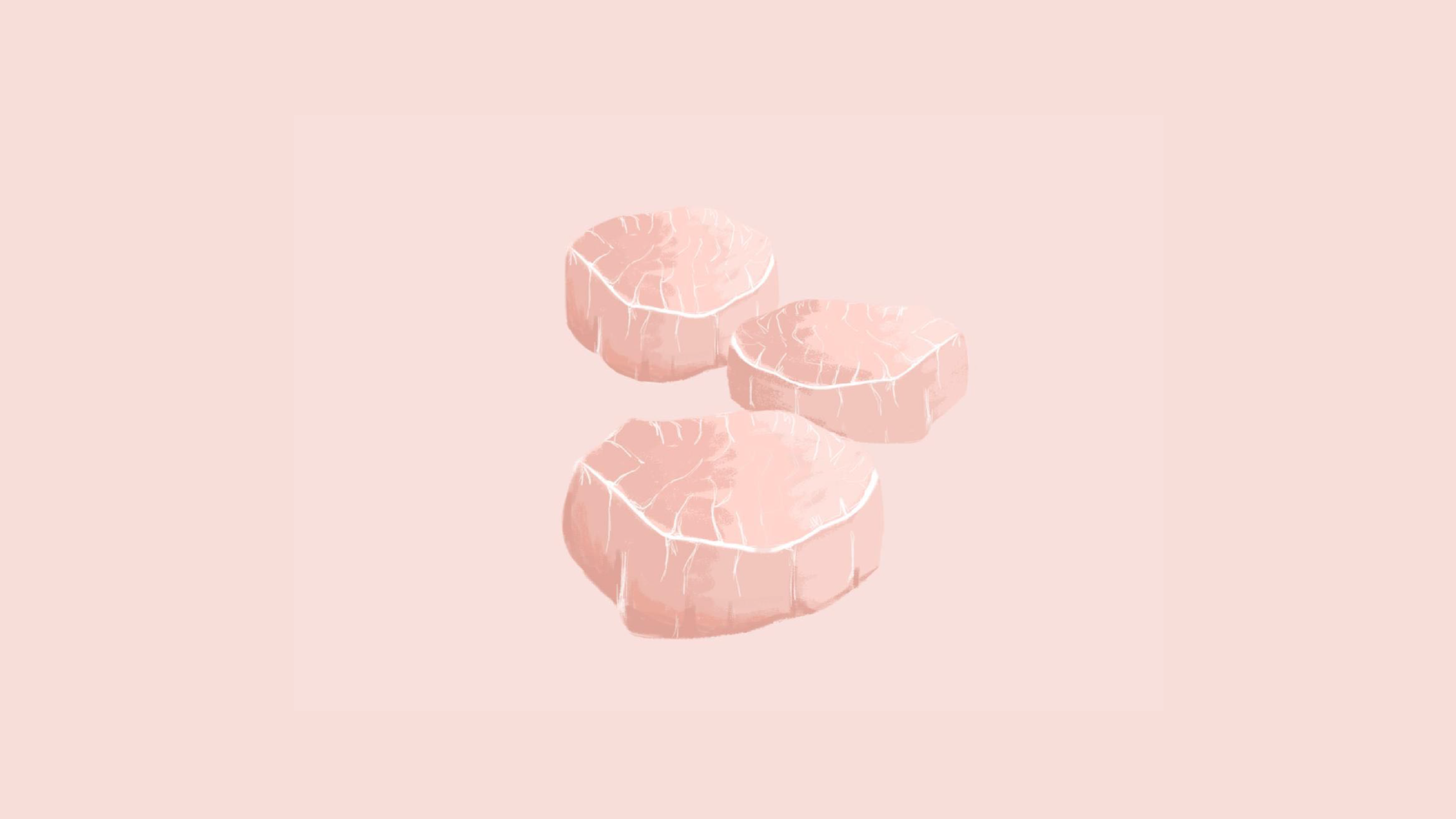 Fleischscheiben, Illustration, Rosa Hintergrund, Minimalistisch, Pastell, Full HD Wallpaper