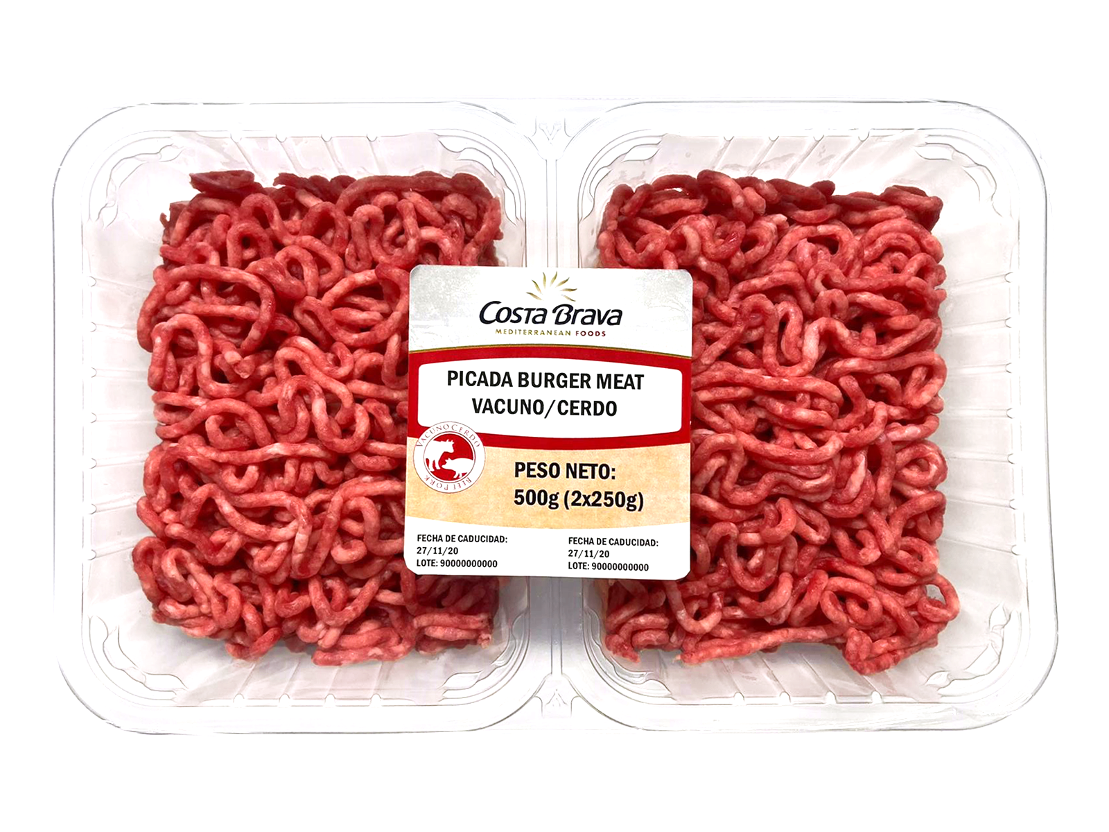 Hackfleisch, Verpackung, Costa Brava, Burger Meat, Weißer Hintergrund, HD Wallpaper