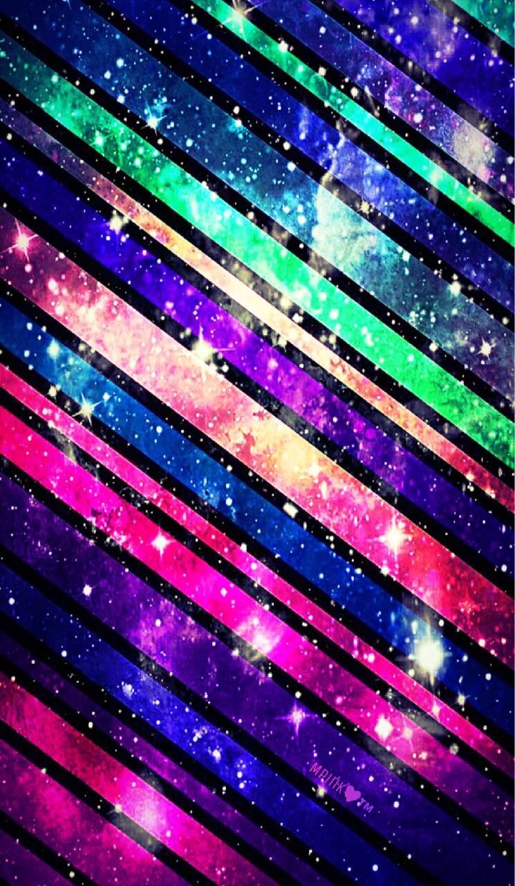 Diagonale Streifen, Galaxie-Muster, Neon, Bunt, Schwarz, HD, iPhone-Hintergrundbild
