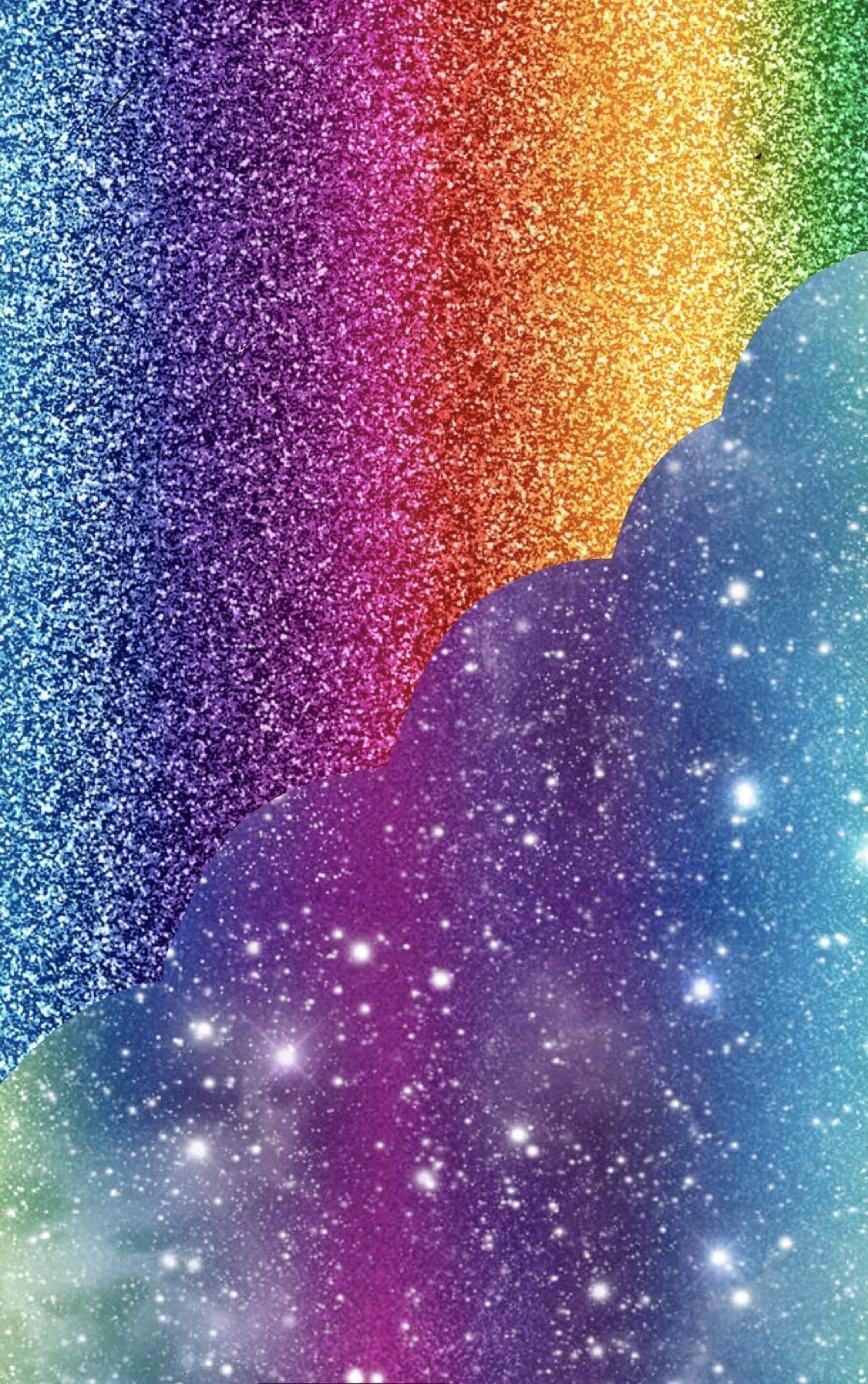 Regenbogenglitzer, Galaxie, Farbverlauf, Sterne, Bunt, Full HD, Hintergrundbild fürs Handy