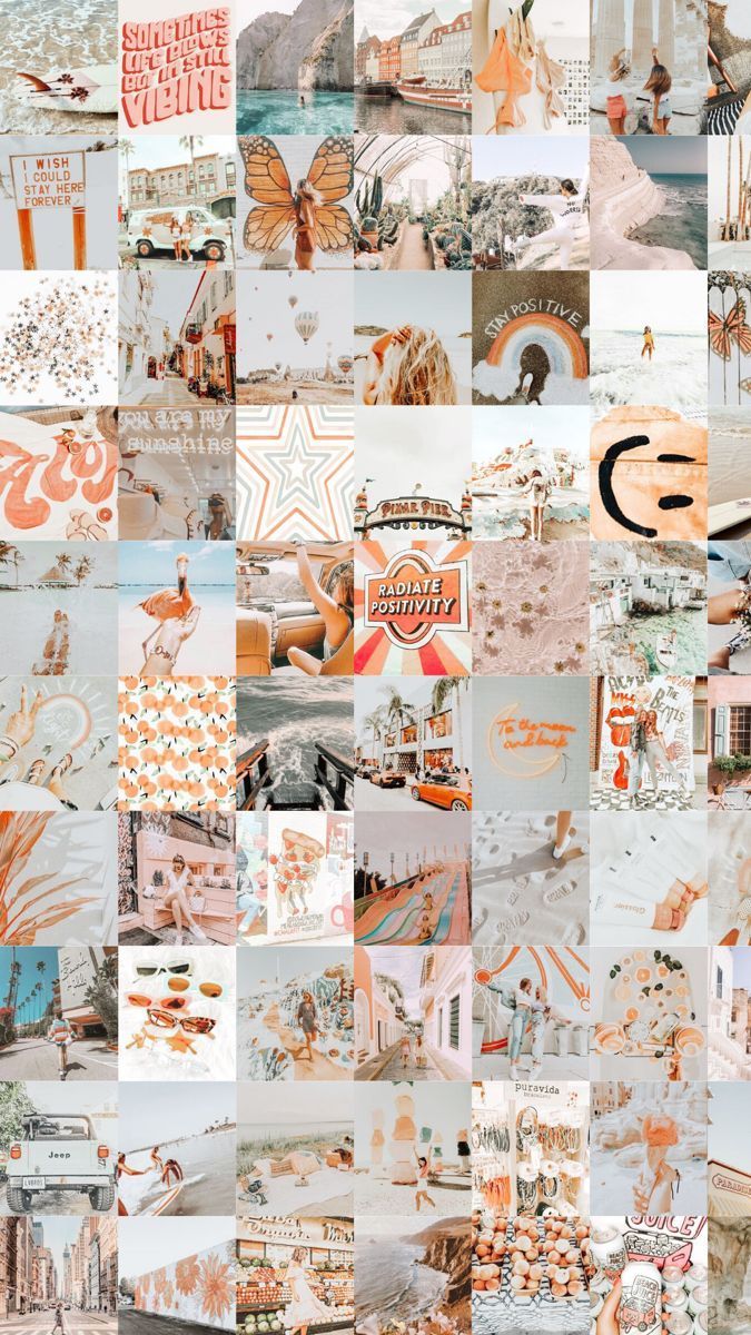 Fotowand, Collage, Pastell, Sommer, Mosaik, Hochformat, Hintergrundbild fürs Smartphone