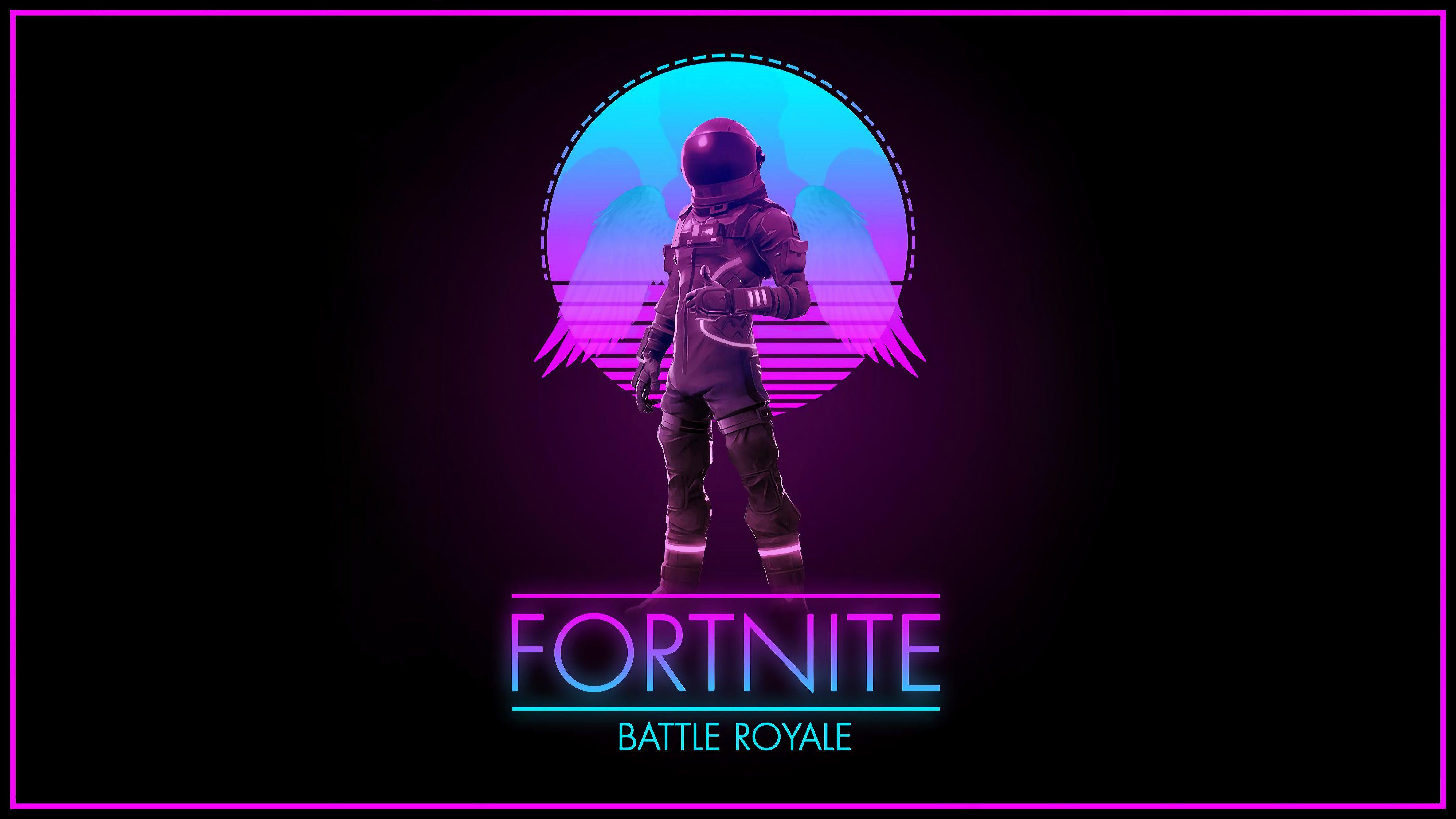 Fortnite Battle Royale, Astronaut, Retrowave, Neon, Pink, 4K, Breitbild-Hintergrundbild