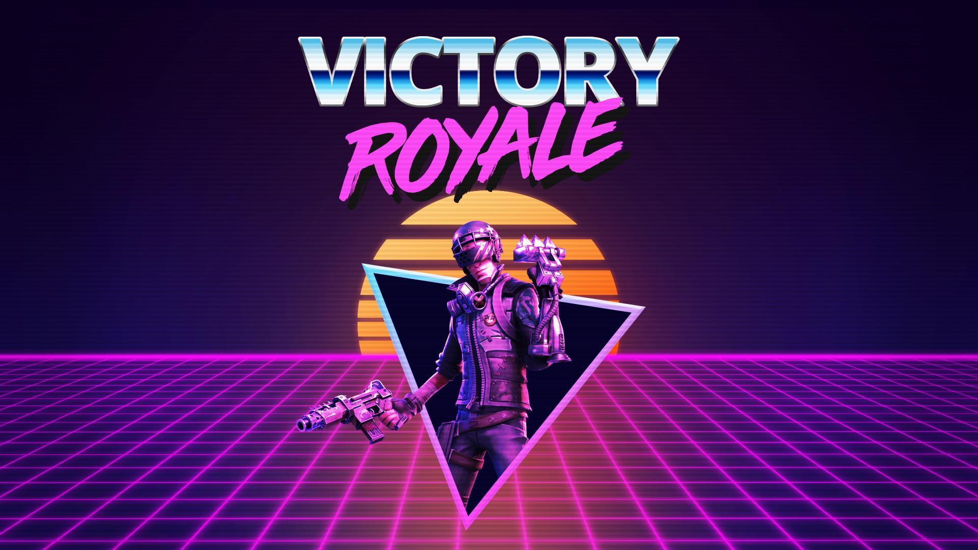 Fortnite, Victory Royale, Synthwave, Retro, Neongitter, 1920x1080, Full-HD-Hintergrundbild für PC