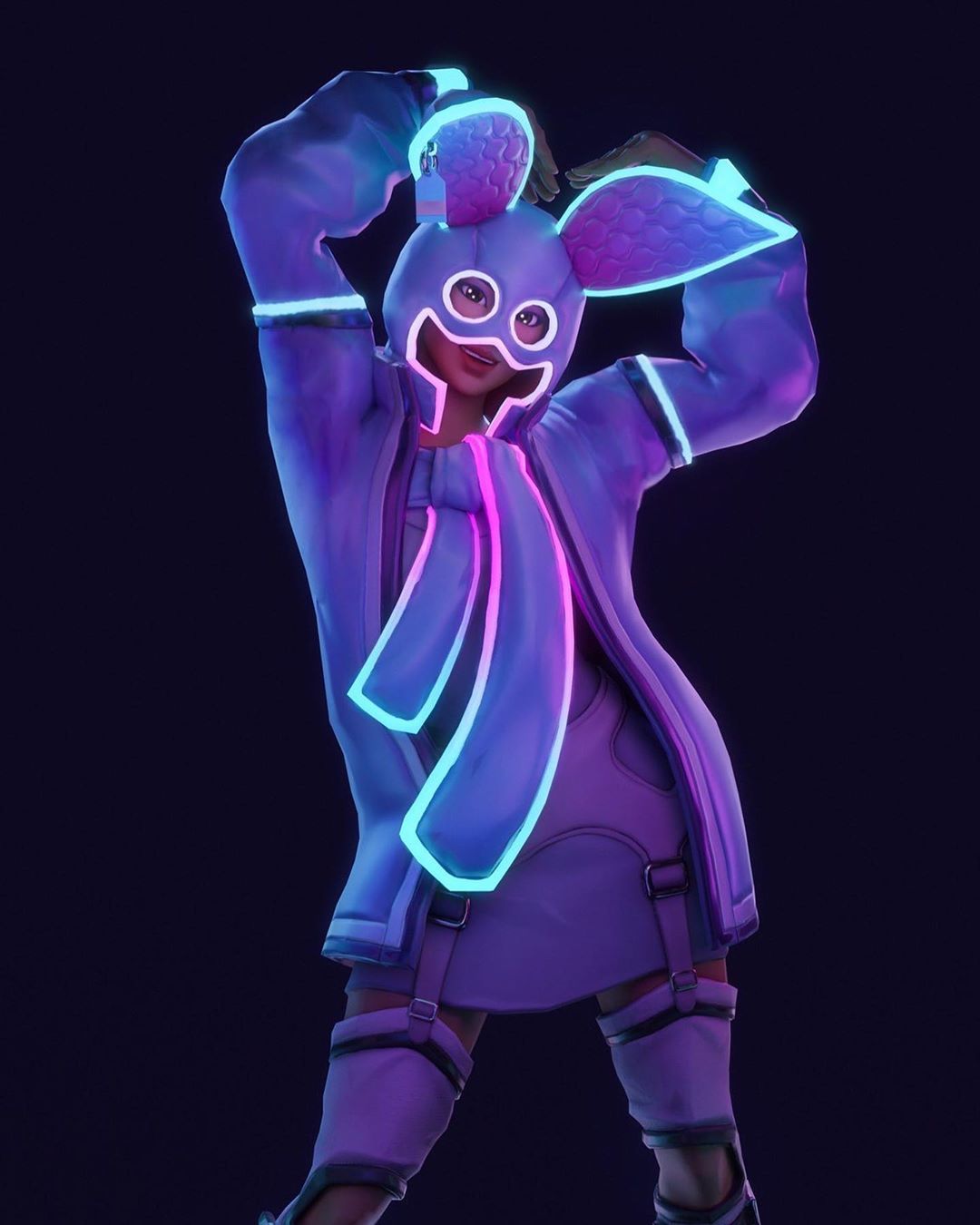 Fortnite, Skin, Neon, Blau, Lila, Full HD, Hintergrundbild fürs Tablet