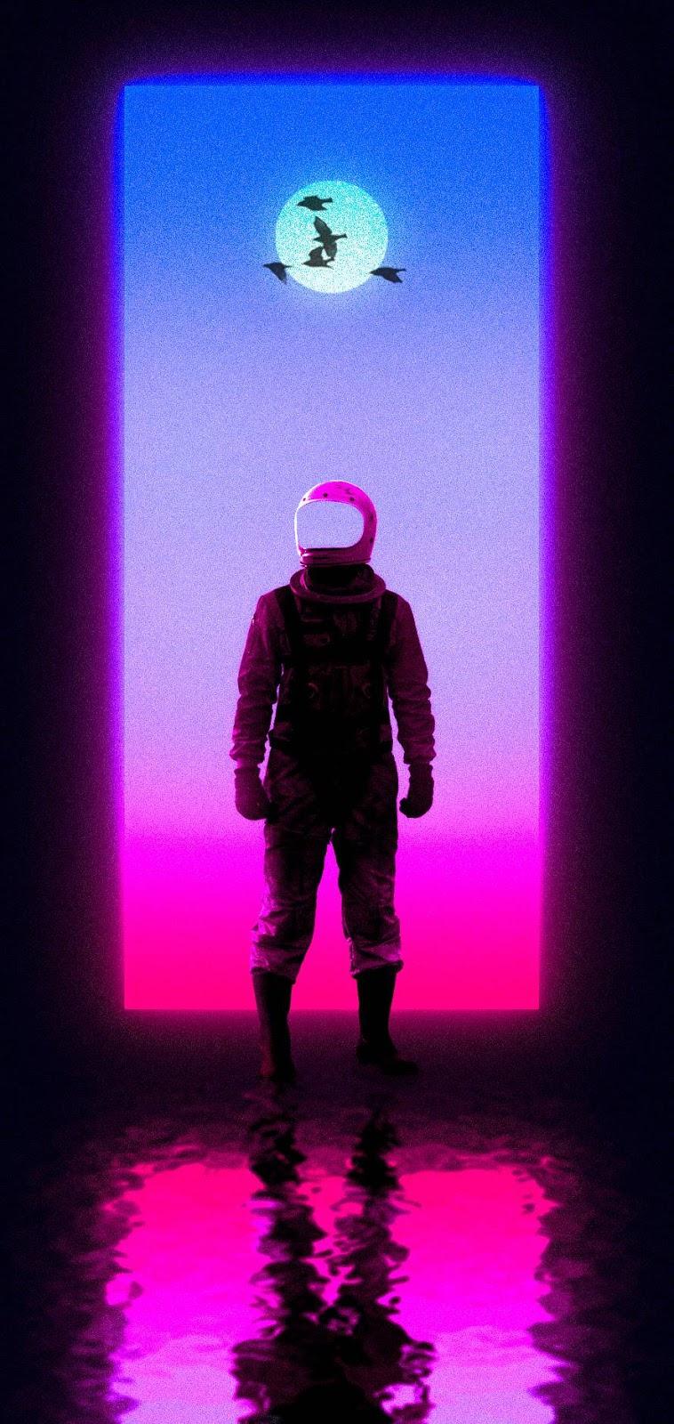 Fortnite, Silhouette, Portal, Neon, Spiegelung, Pink, HD, Handy-Hintergrund im Hochformat