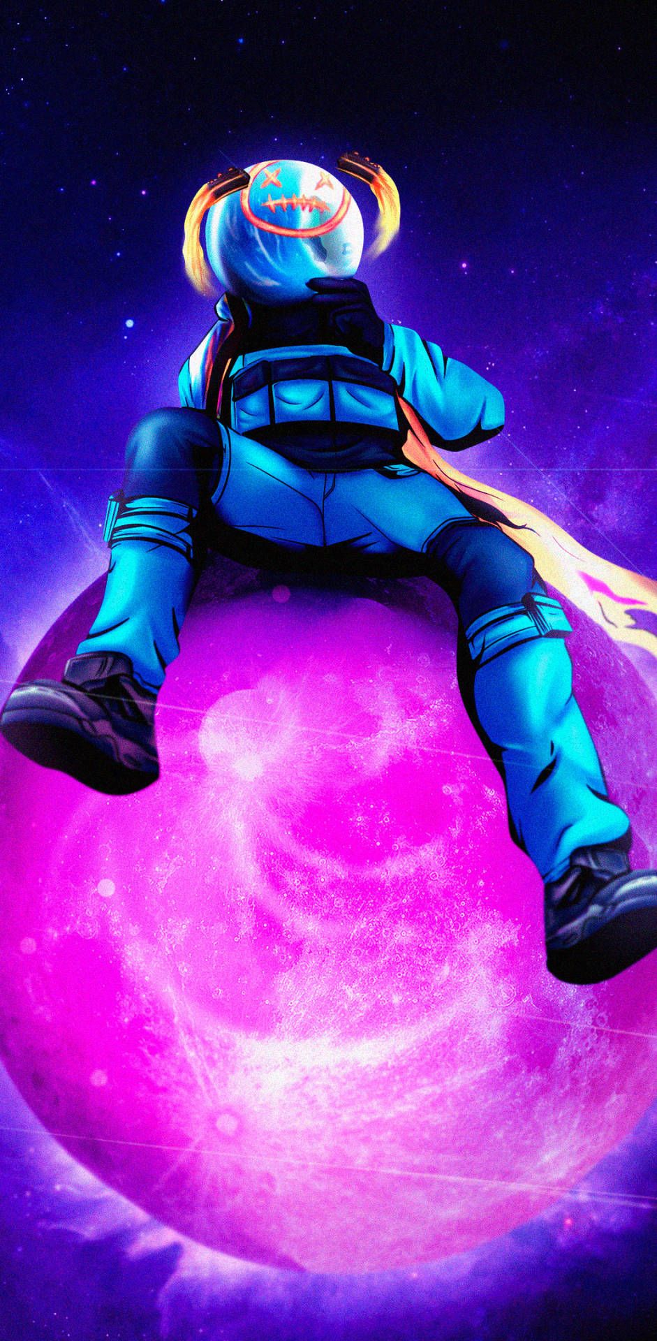 Fortnite, Astronaut, Planet, Pink, Blau, Hochformat, Hintergrundbild fürs Smartphone