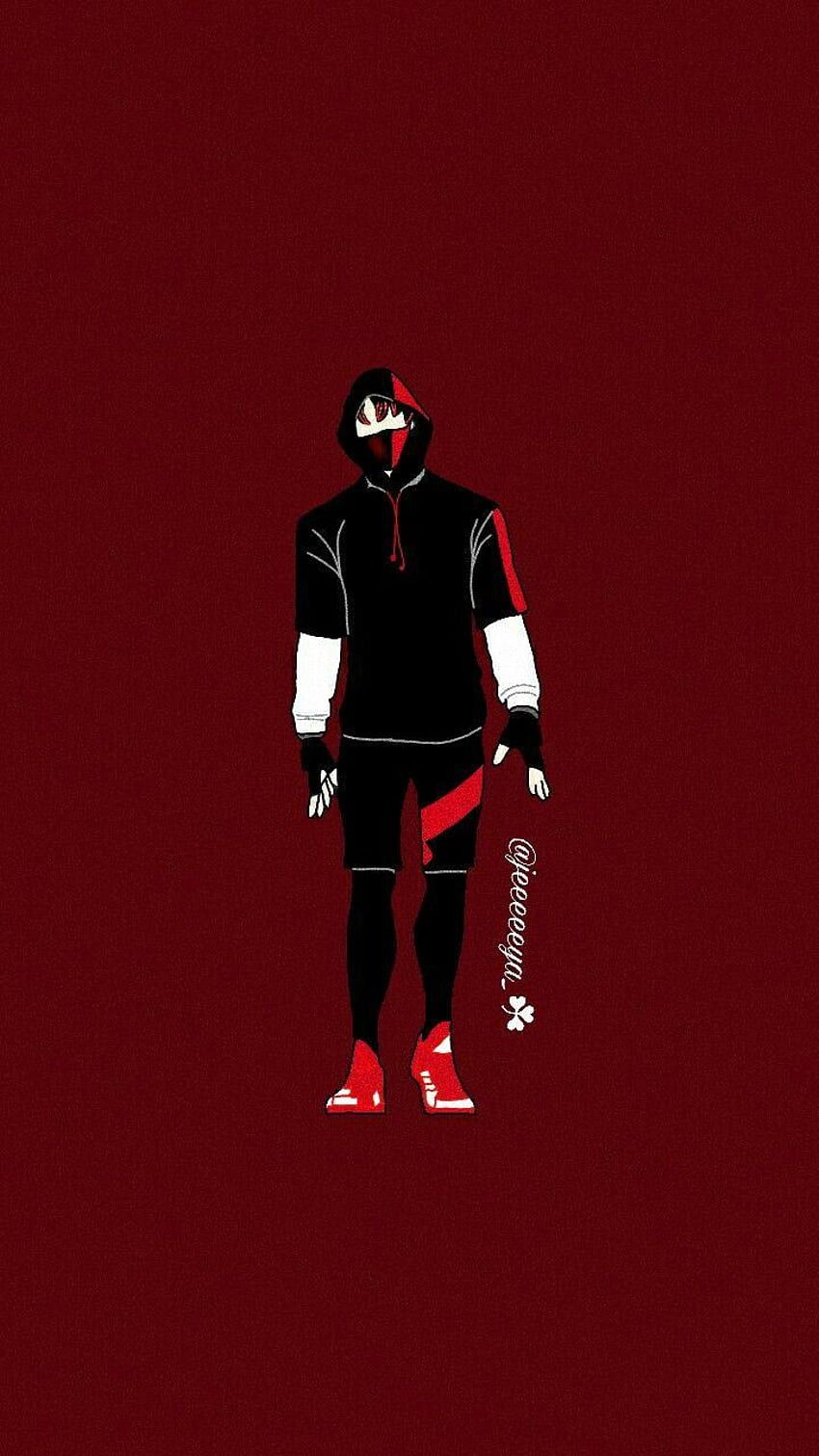 Fortnite, Skin, Silhouette, Roter Hintergrund, Minimalistisch, Sperrbildschirm fürs iPhone