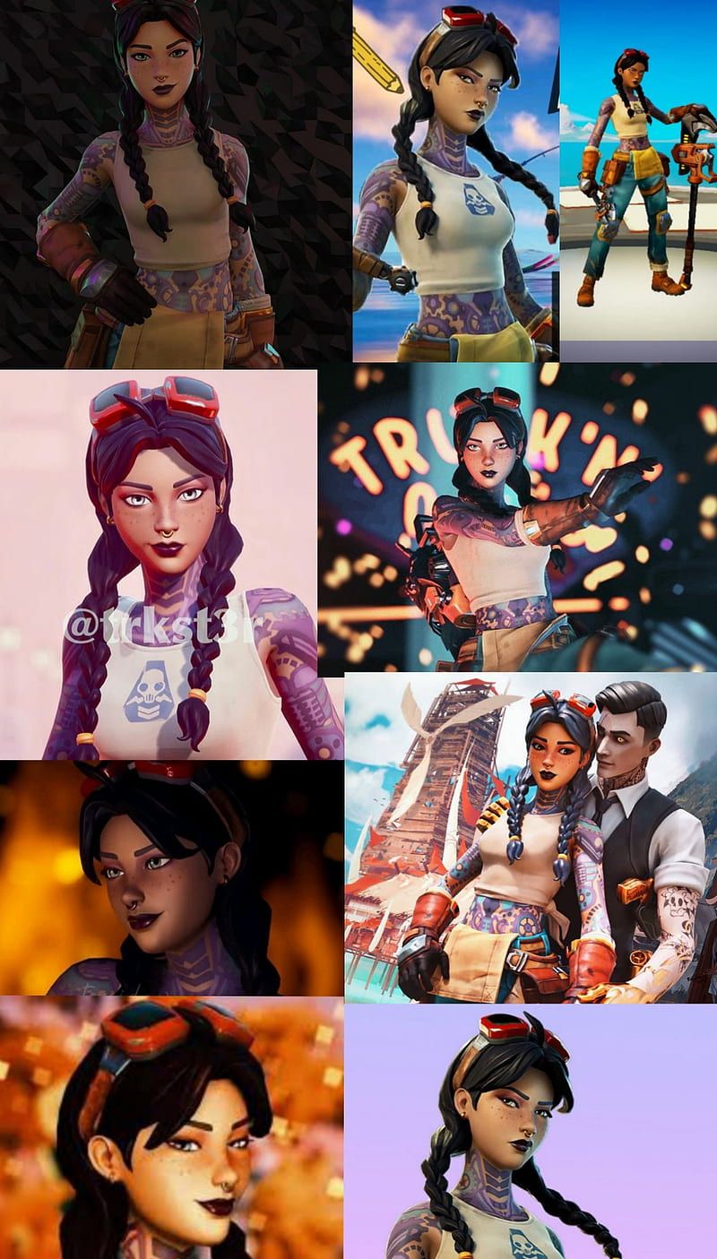 Fortnite, Collage, Skins, Porträts, Ästhetik, HD, Handy-Hintergrund im Hochformat