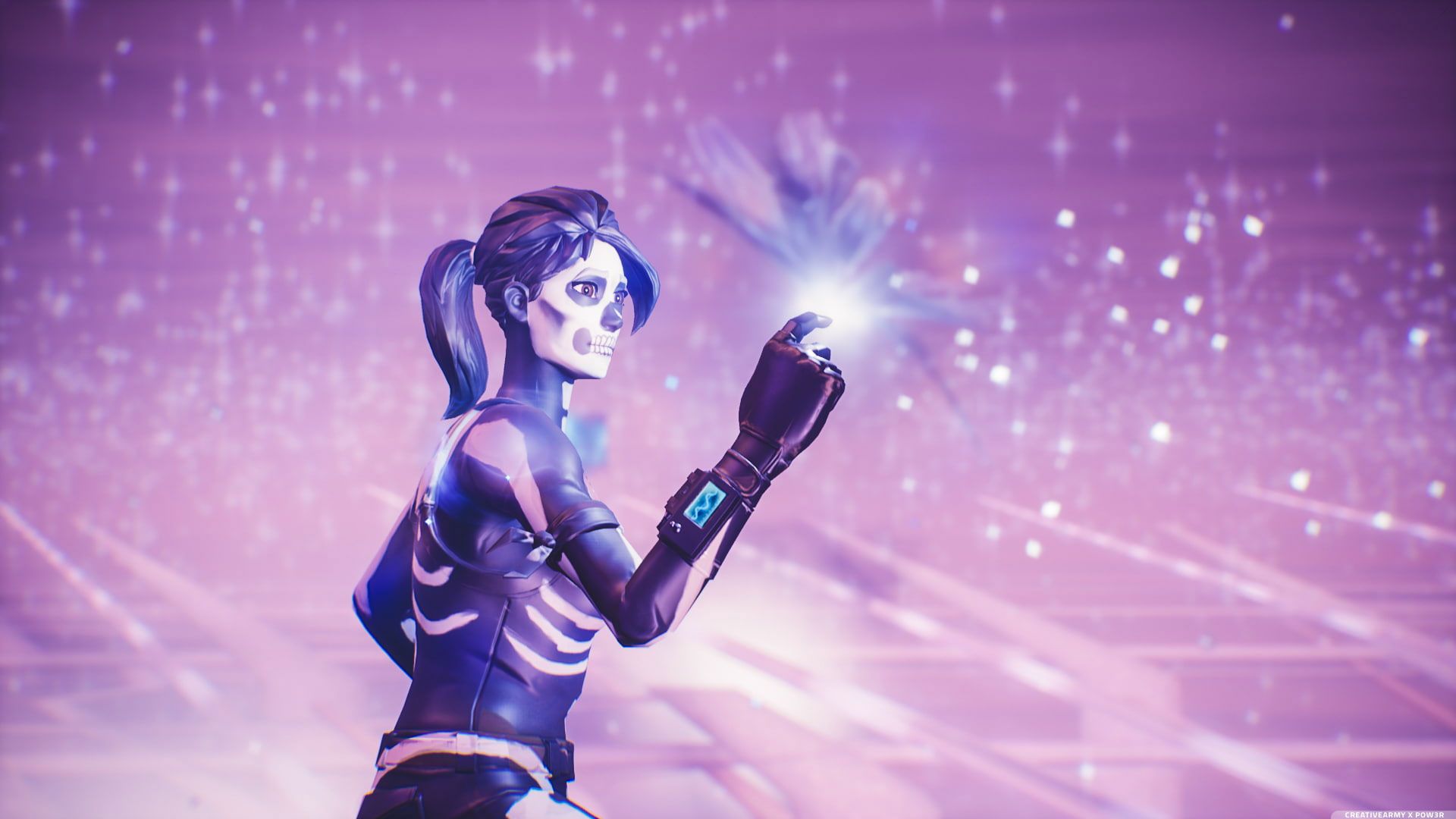 Fortnite, Skin, Skelett-Anzug, Lila, Funkeln, 16:9, Full-HD-Hintergrundbild für den Desktop
