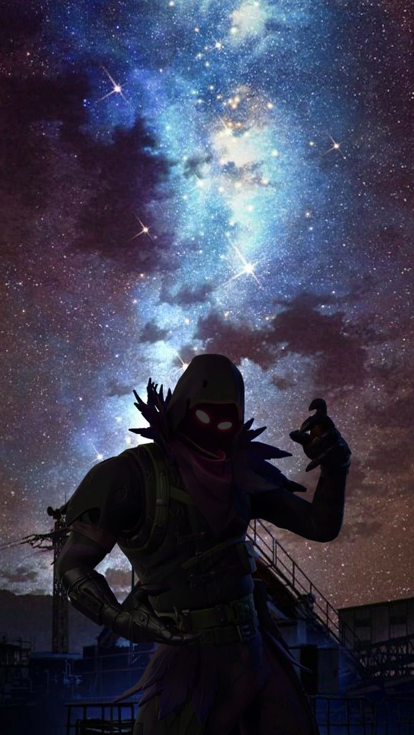Rabe, Fortnite, Milchstraße, Sternenhimmel, Silhouette, HD, Hintergrundbild fürs Handy