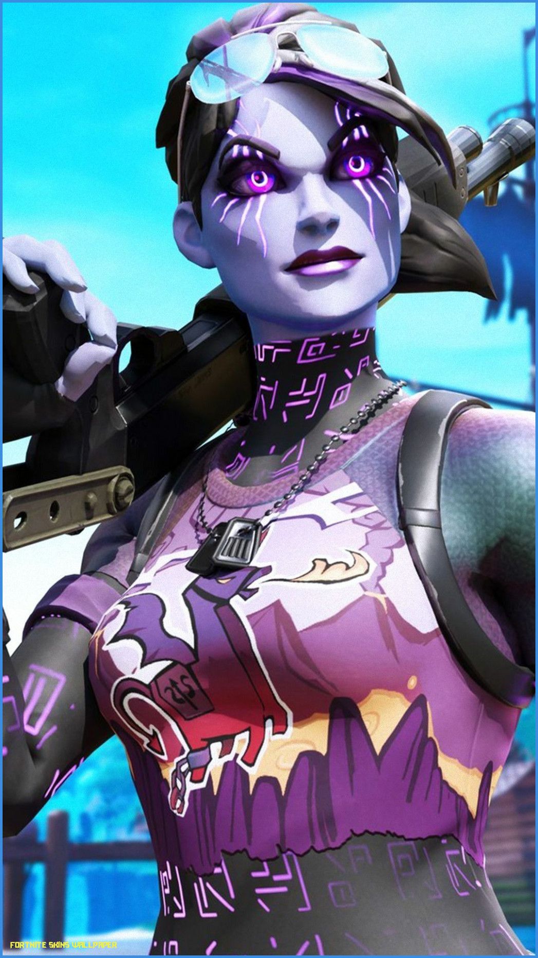Fortnite, Skin, Weiße Haare, Lila, Dunkel, HD, Handy-Hintergrund im Hochformat