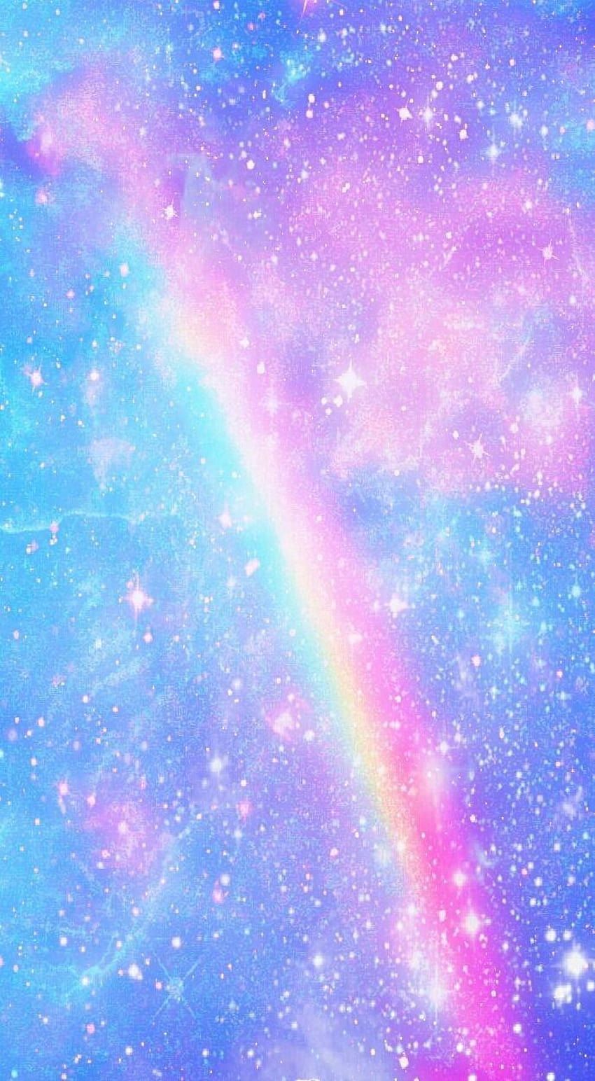 Regenbogen, Pastellhimmel, Galaxie, Sterne, Rosa und Blau, Sperrbildschirm fürs iPhone