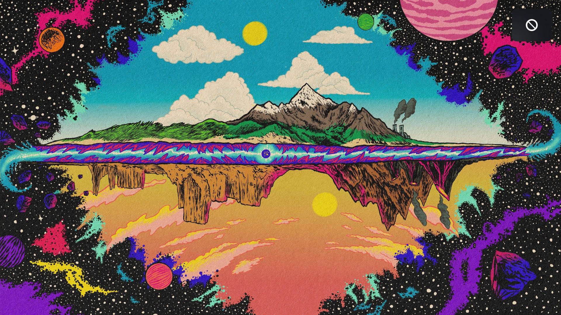Fortnite, Insel, Psychedelisch, Weltraum, Illustration, Bunt, Full HD, Breitbild-Hintergrundbild