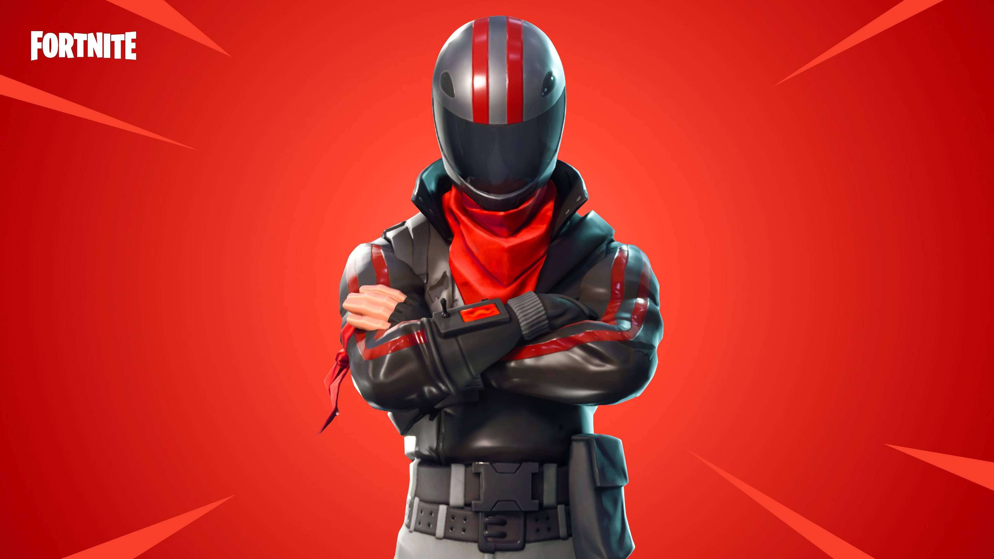 Burnout, Fortnite, Skin, Motorradhelm, Rot, 3840x2160, 4K-Hintergrundbild für PC