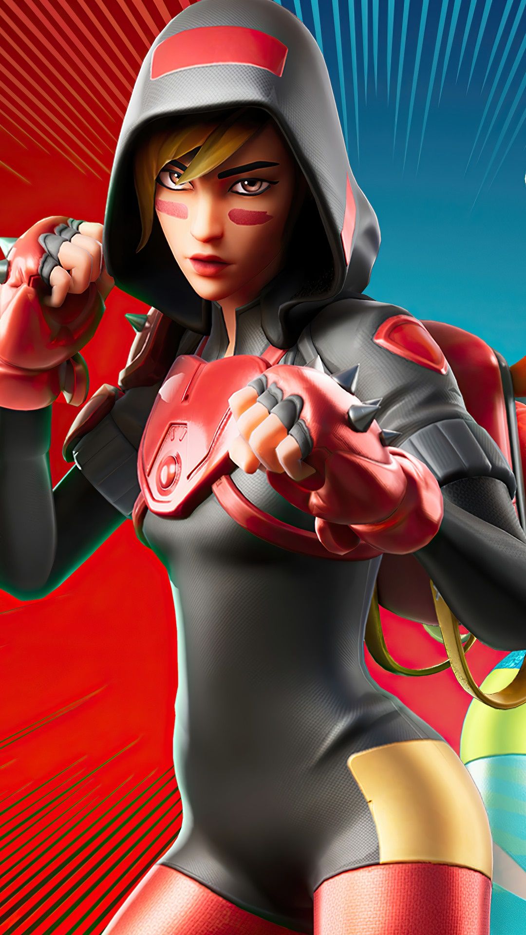 Fortnite, Skin, Kapuze, Rot, Kämpferin, Full HD, Sperrbildschirm fürs iPhone