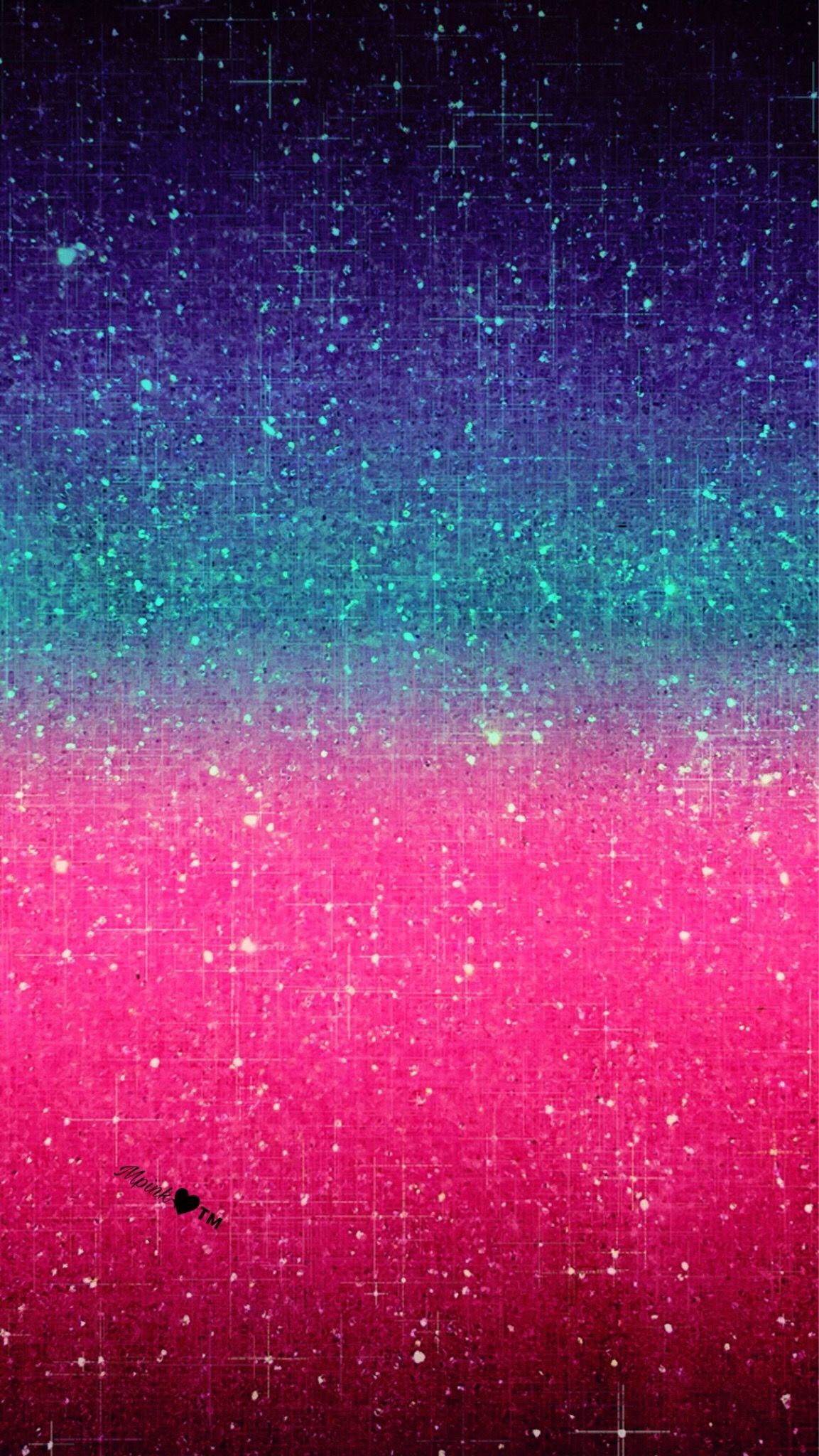 Farbverlauf, Pink und Türkis, Sterne, Nachthimmel, Funkeln, Full HD, iPhone-Hintergrundbild