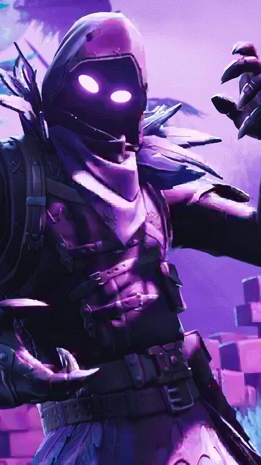 Rabe, Fortnite, Skin, Leuchtende Augen, Lila, HD, Sperrbildschirm fürs iPhone