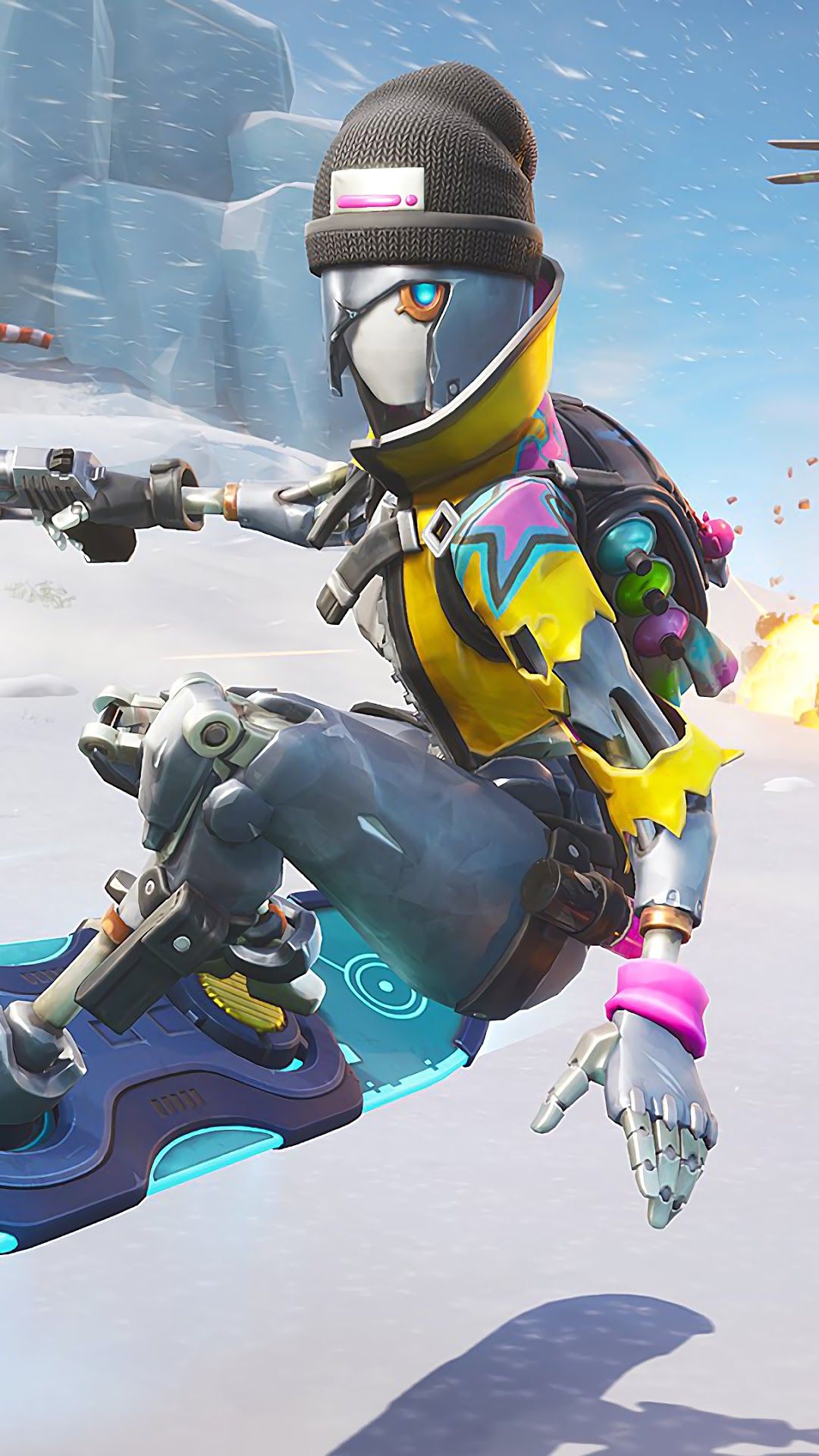 Fortnite, Skin, Snowboard, Schnee, Winter, Full HD, Handy-Hintergrund im Hochformat
