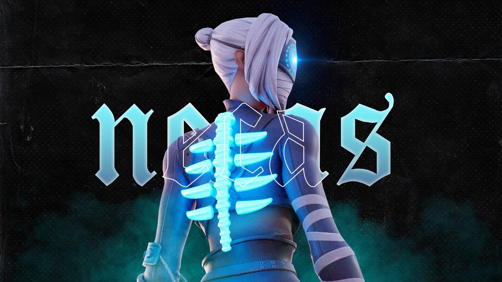 Fortnite, Skin, Skelett, Gotische Schrift, Blau, HD, Desktop-Hintergrund für Windows