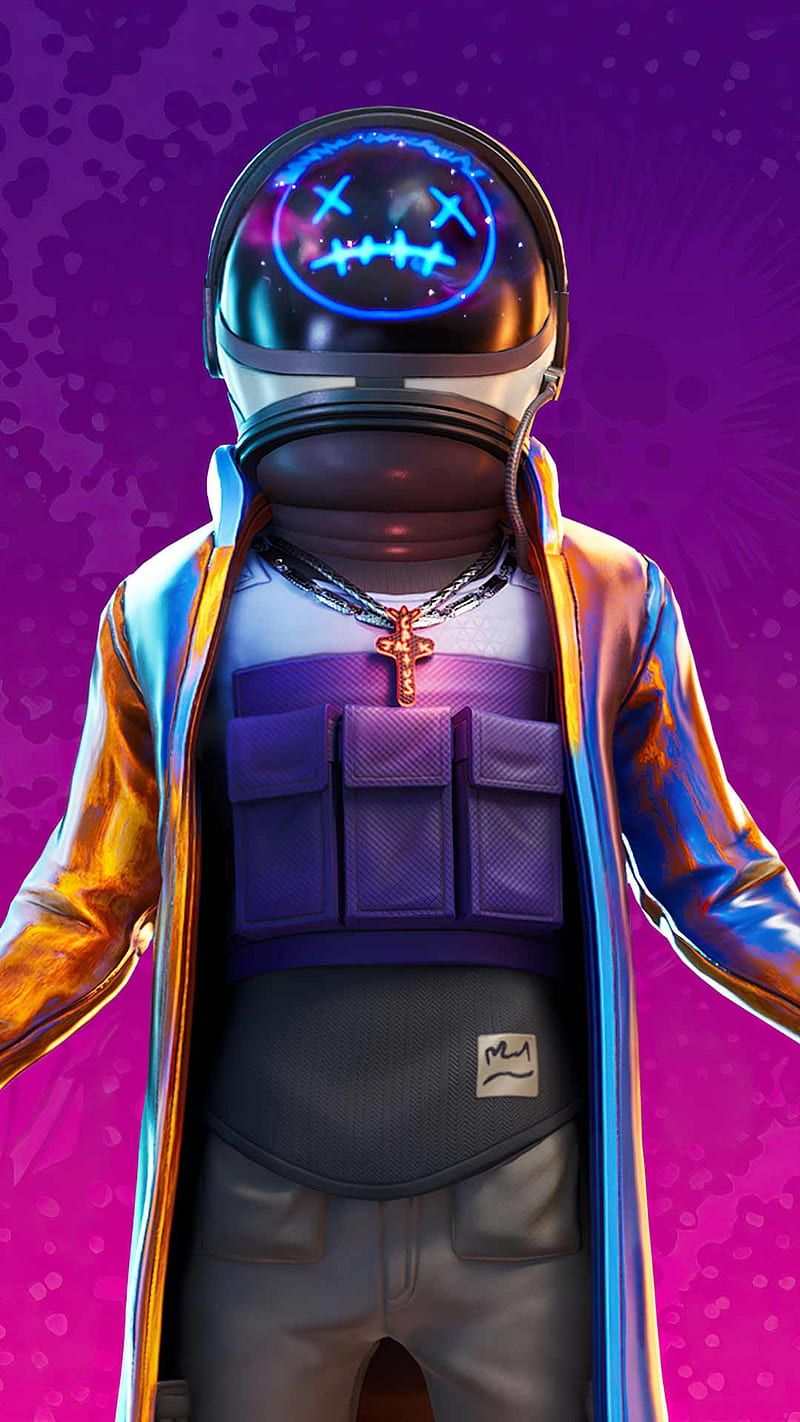 Fortnite, Skin, Astronautenhelm, Lila Hintergrund, HD, Sperrbildschirm fürs iPhone