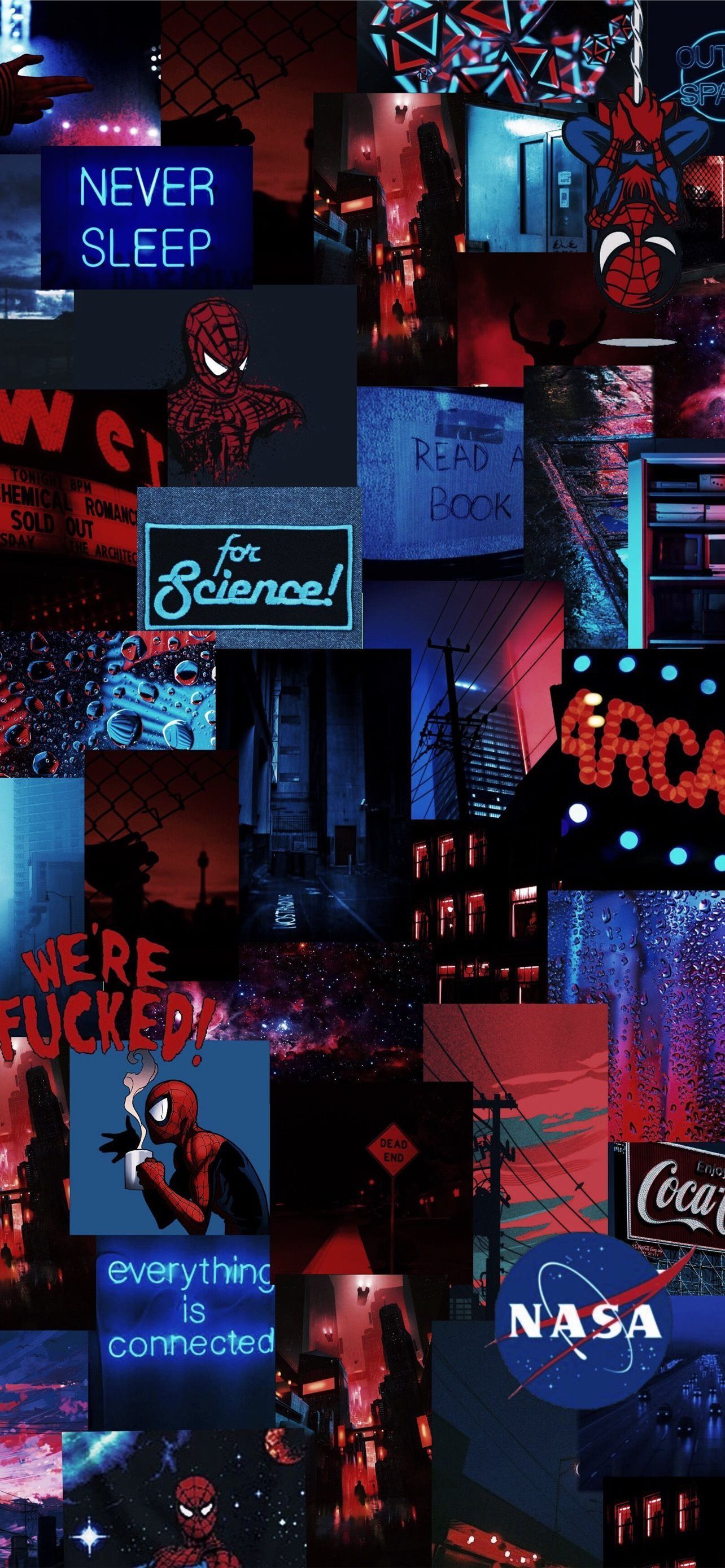 Collage, Ästhetik, Rot, Dunkelblau, NASA, Full HD, Handy-Hintergrund im Hochformat