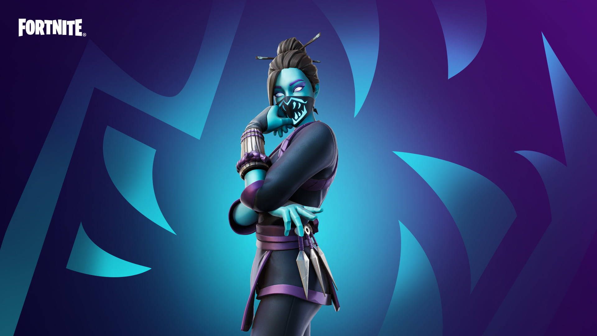 Fortnite, Skin, Blau, Lila, Grafisch, 16:9, Full-HD-Hintergrundbild für den Desktop
