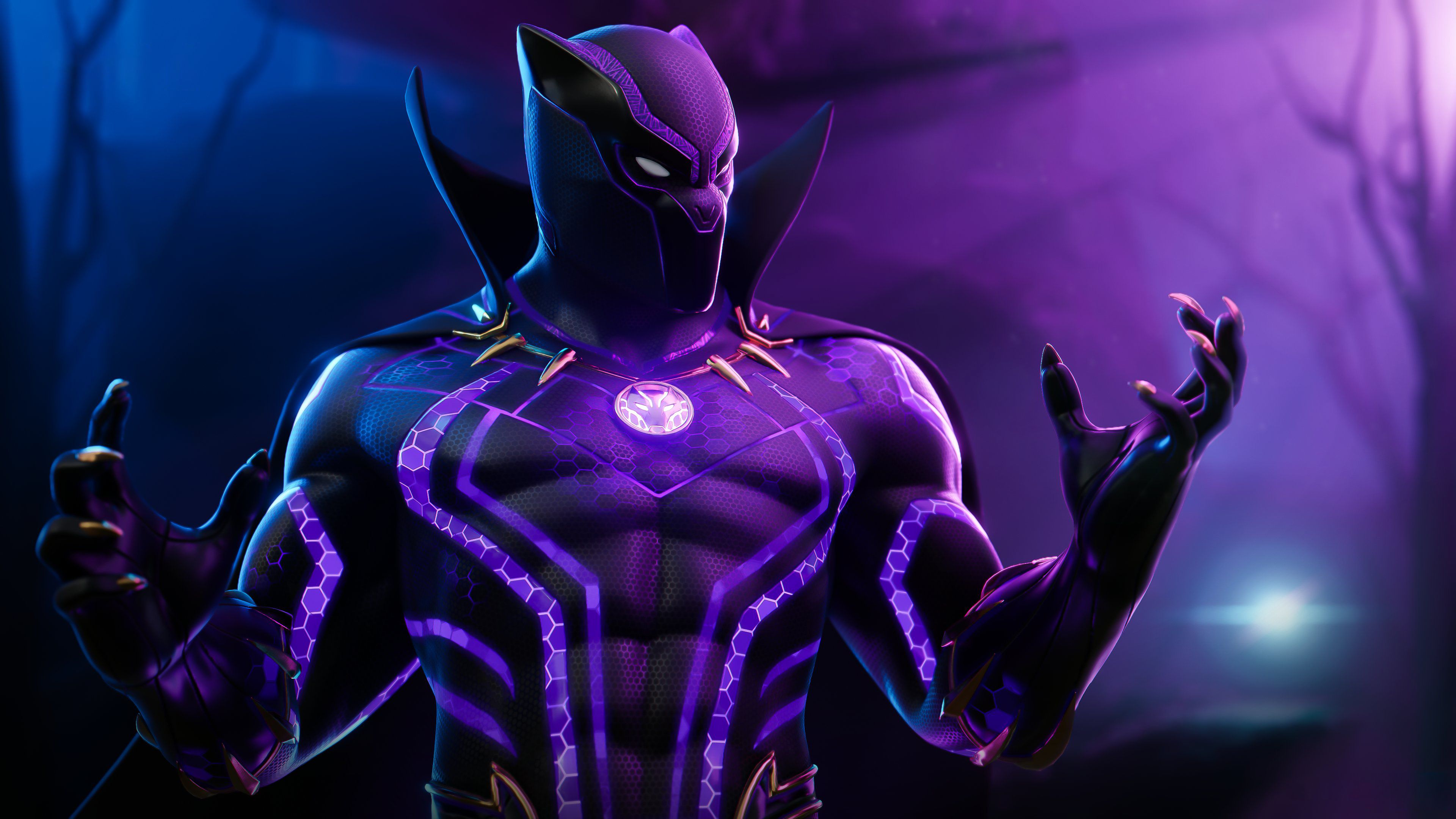 Black Panther, Marvel, Fortnite, Skin, Lila, 16:9, 4K-Hintergrundbild für den Desktop