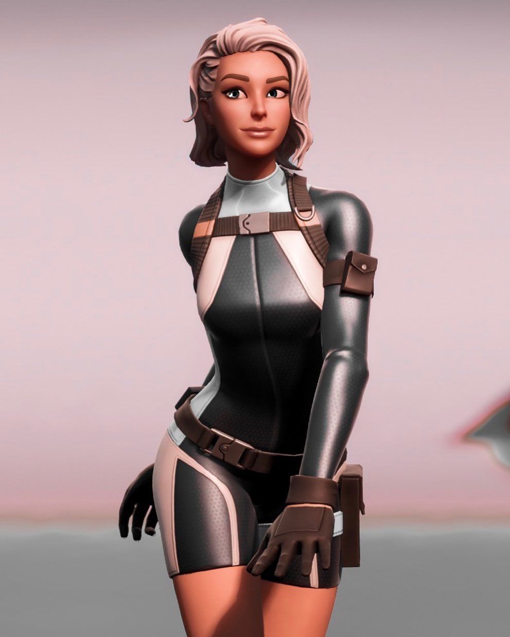 Fortnite, Skin, Rosa Haare, Lederanzug, 3D-Render, HD, Hintergrundbild fürs Tablet