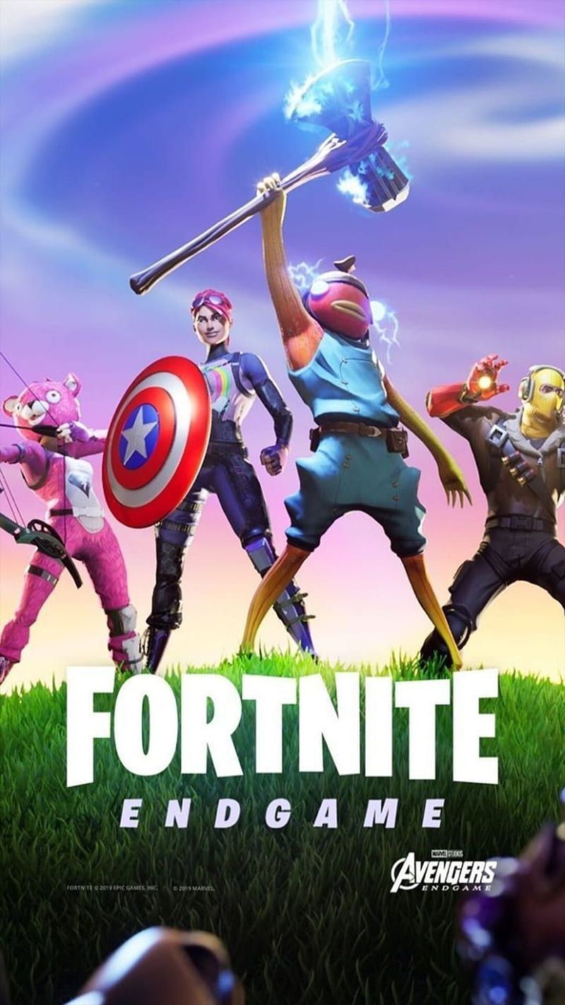 Fortnite x Avengers: Endgame, Captain America, Thanos, Marvel, Fortnite, Poster, Smartphone-Hintergrund