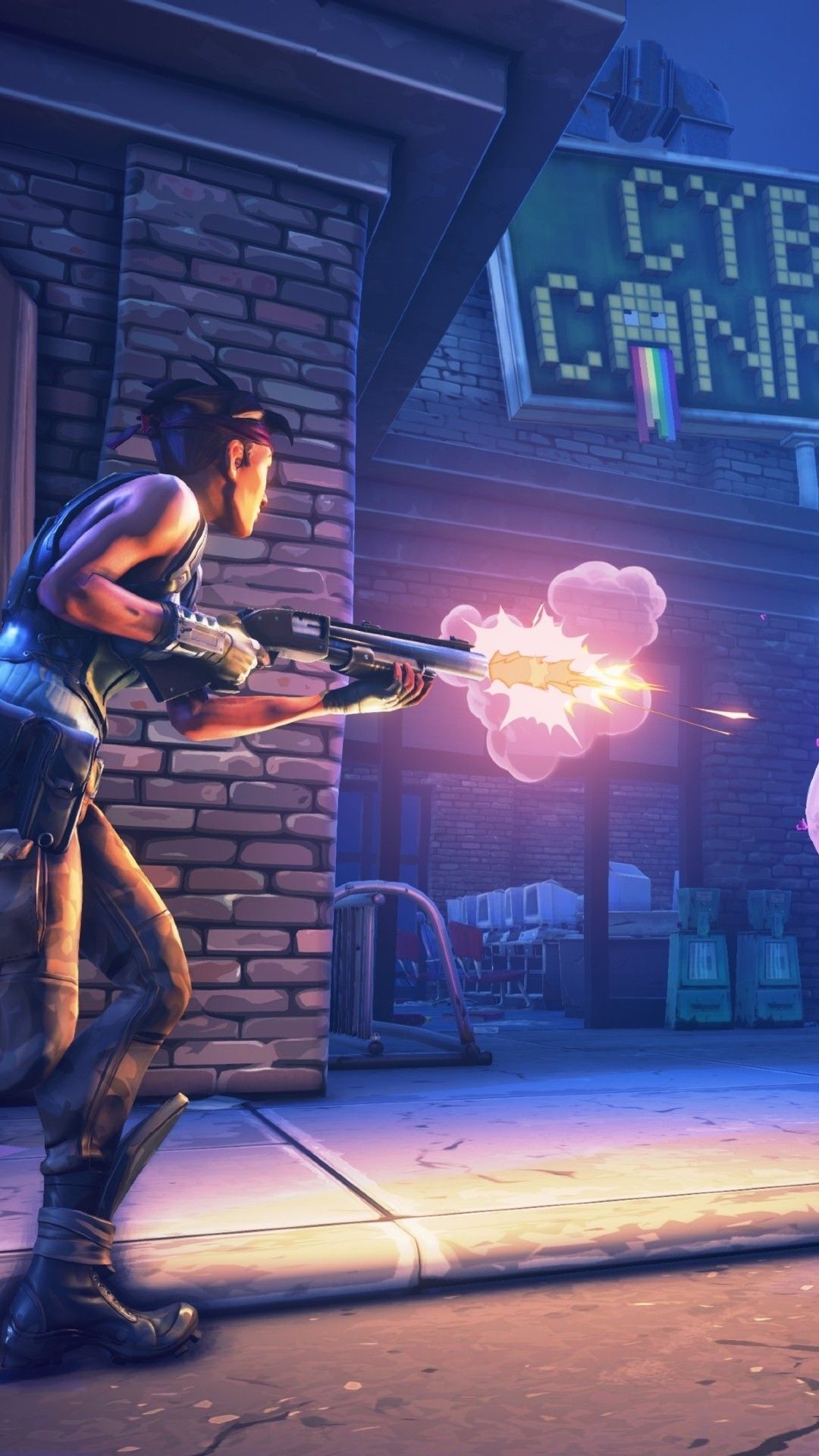 Fortnite, Skin, Schuss, Gasse, Nacht, Full HD, Sperrbildschirm fürs iPhone