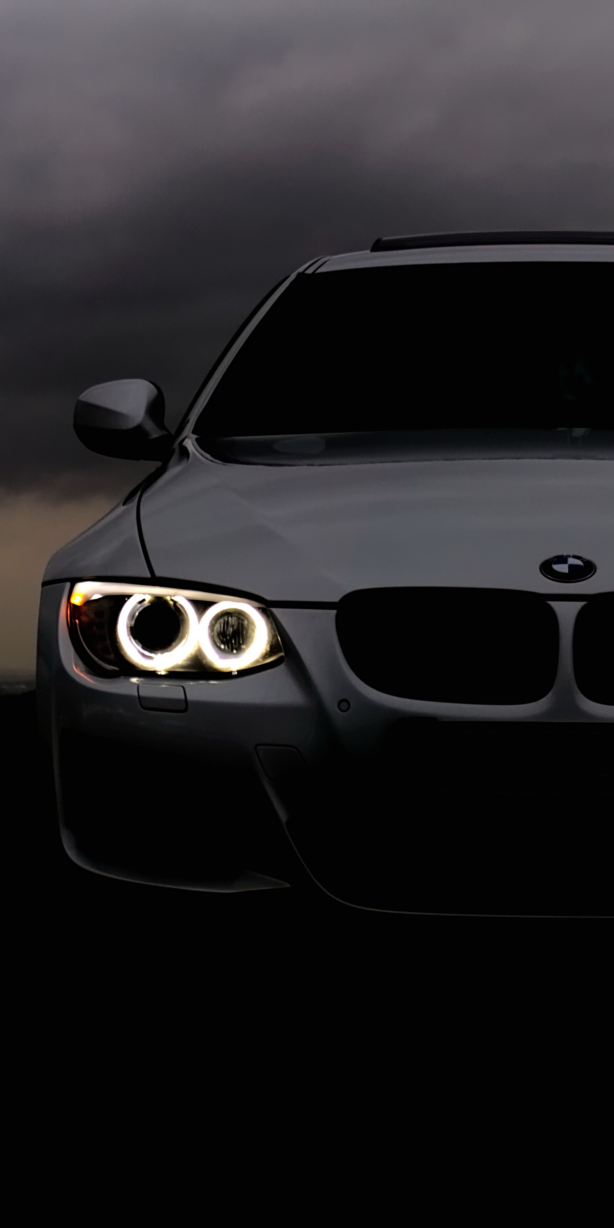 BMW, Angel Eyes, Scheinwerfer, Schwarz, Dunkel, QHD+, Sperrbildschirm fürs iPhone