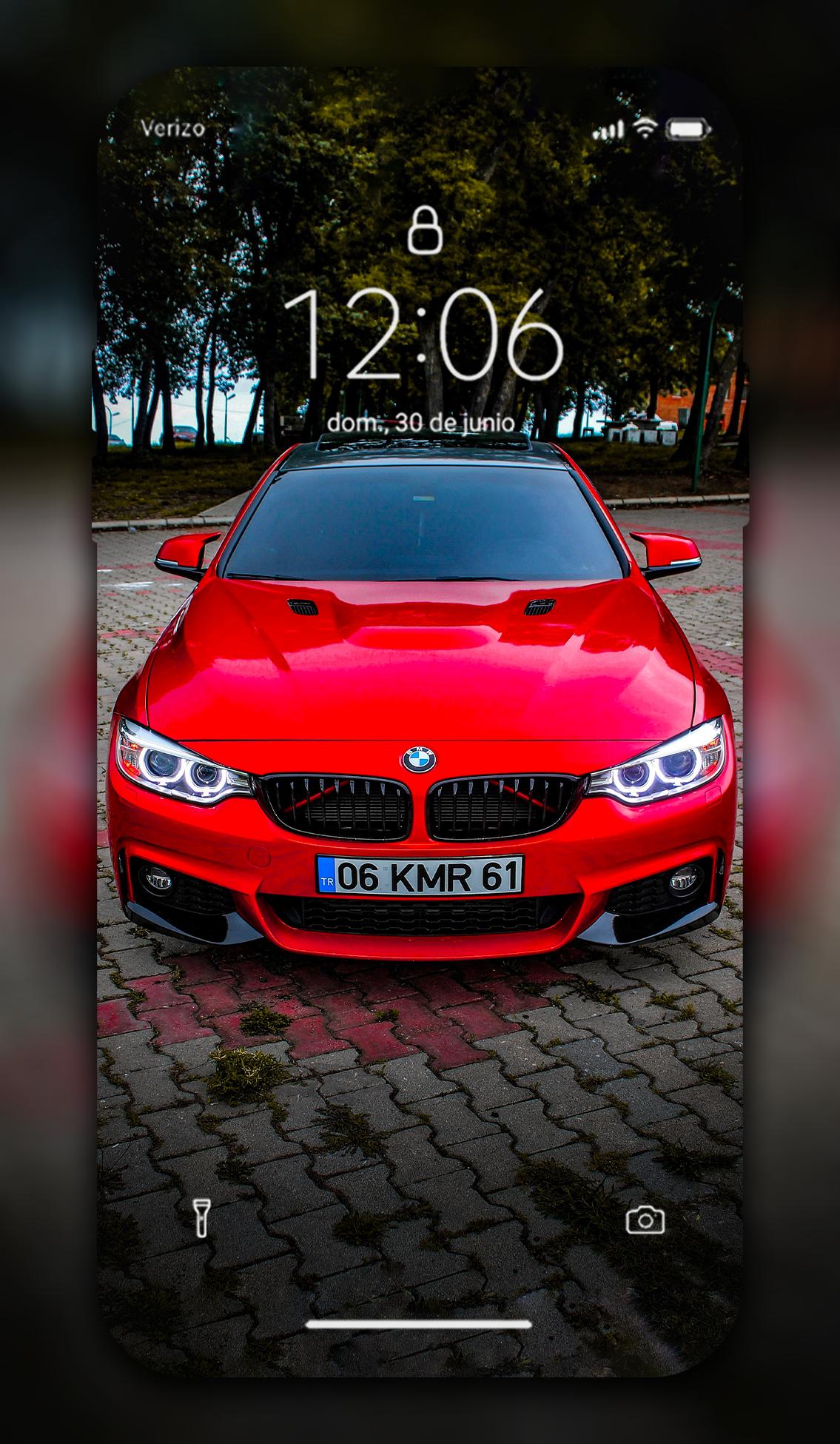 BMW M4, Roter Sportwagen, Sperrbildschirm, Kopfsteinpflaster, Full HD, Handy-Hintergrund