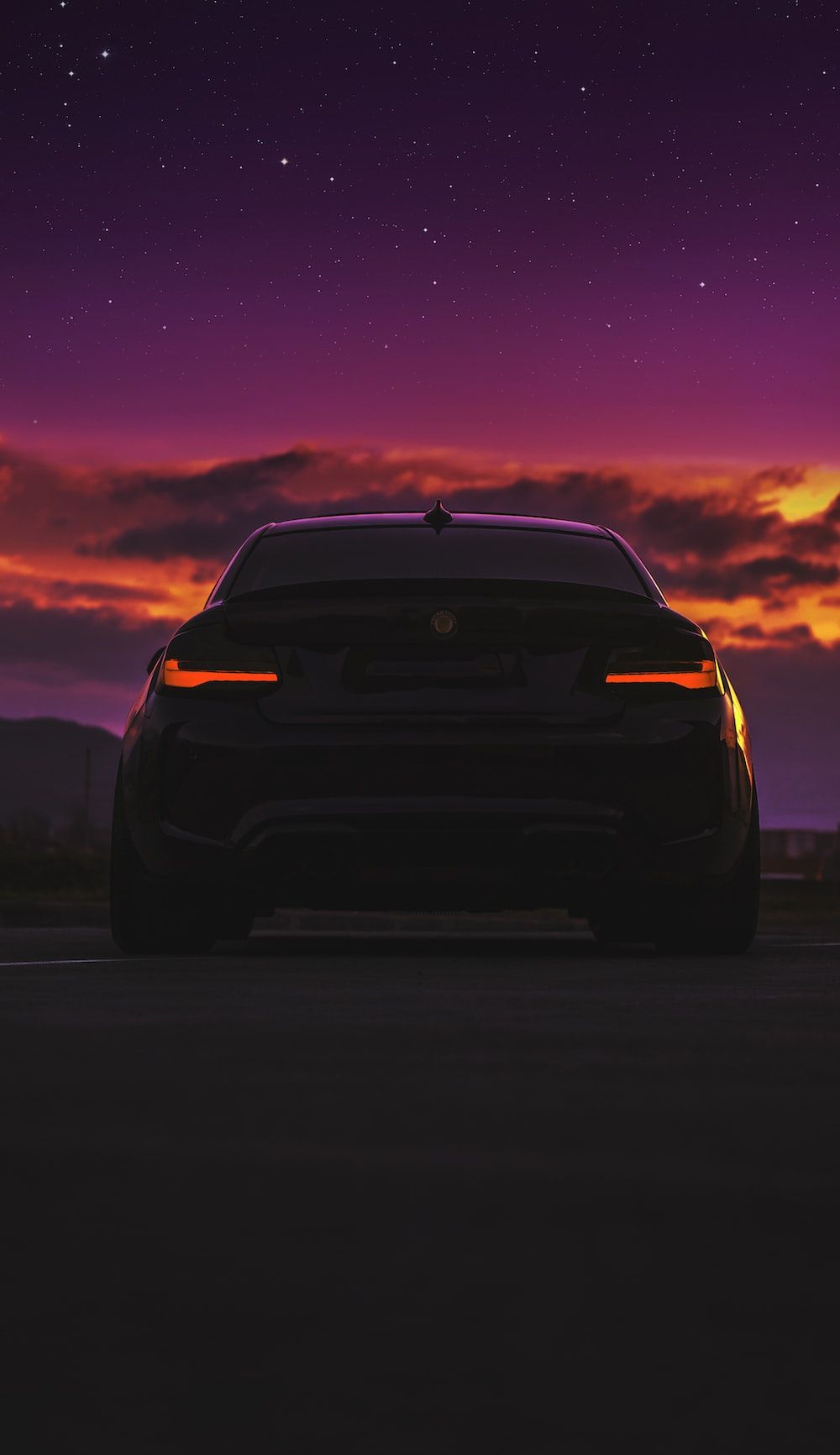 BMW X6, SUV, Silhouette, Sonnenuntergang, Violetter Himmel, HD, Handy-Hintergrund