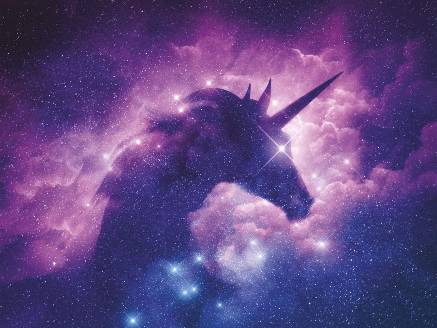 Einhorn, Nebel, Weltraum, Sterne, Lila, Fantasy, HD, iPad-Hintergrundbild