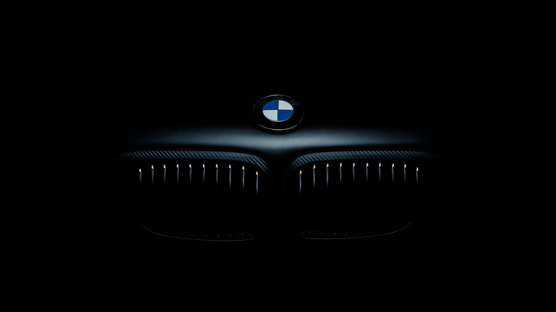 BMW-Logo, Nierengrill, Schwarzer Hintergrund, Minimalismus, Dunkel, Full HD Wallpaper
