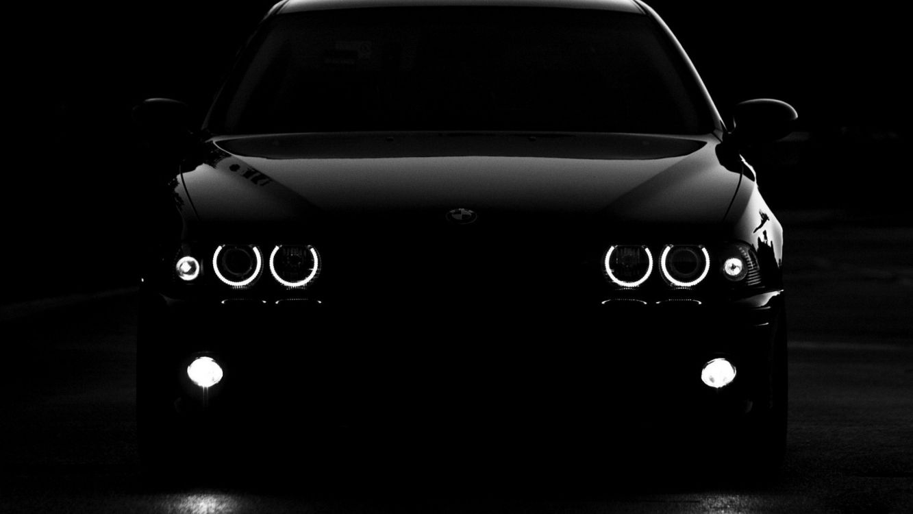 BMW 5er (E39), Angel Eyes, Scheinwerfer, Dunkelheit, Frontansicht, HD, PC-Hintergrundbild