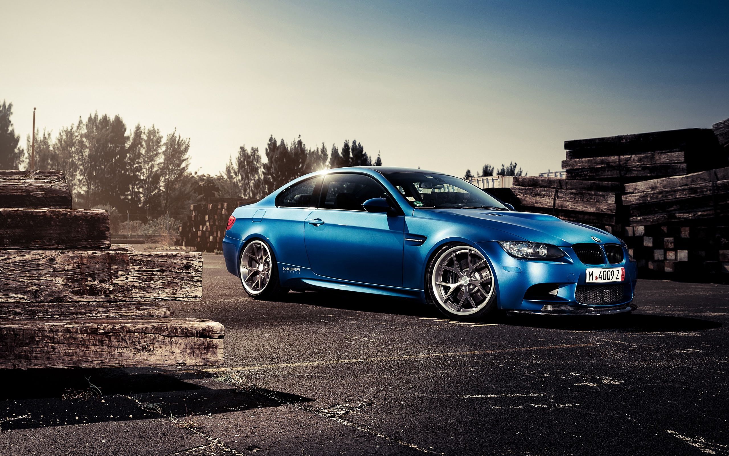BMW M3 (E92), Blaues Auto, Coupé, Industriegelände, Tuning, 2K, PC-Hintergrundbild