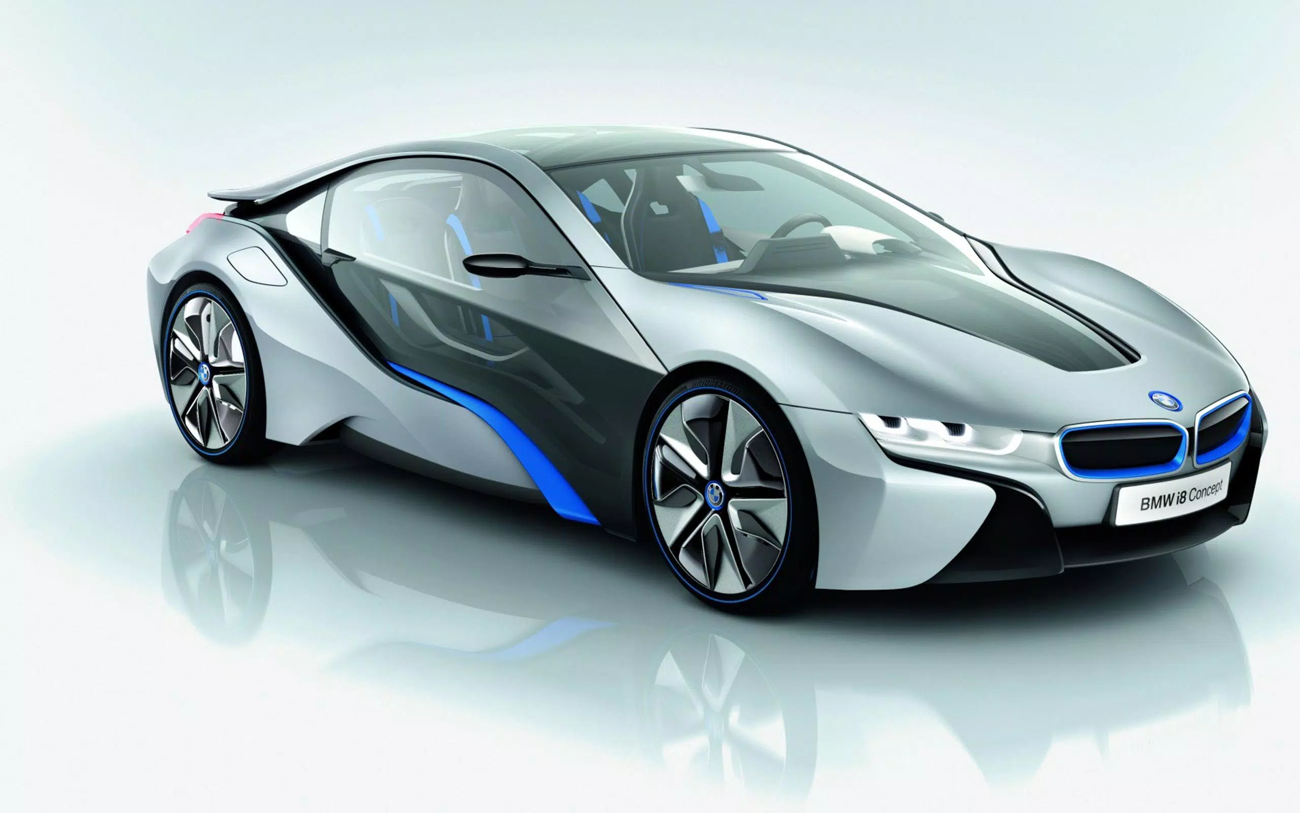 BMW i8 Concept, BMW Vision EfficientDynamics, Konzeptfahrzeug, Silber, Weißer Hintergrund, 2K Wallpaper