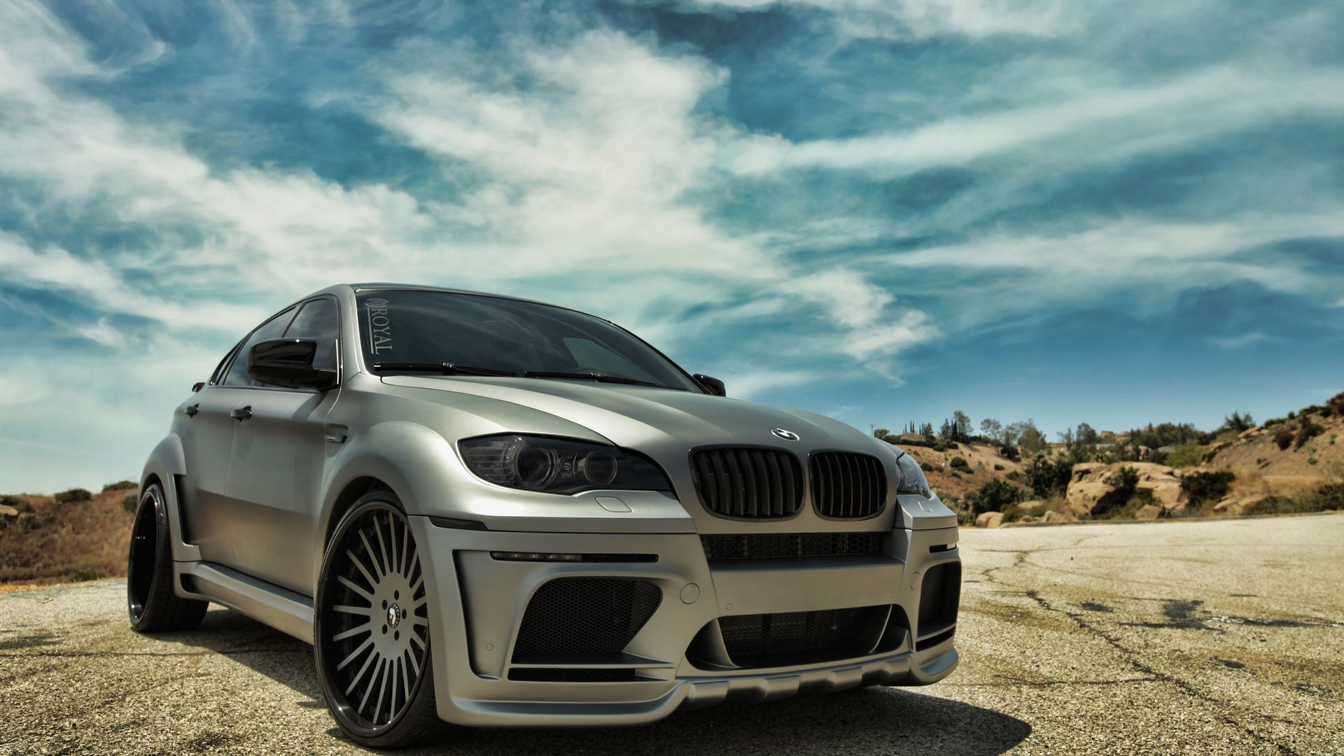 BMW X6 (E71), SUV, Tuning, Wolkenhimmel, Wüste, 16:9, Full-HD-Hintergrundbild für den Desktop