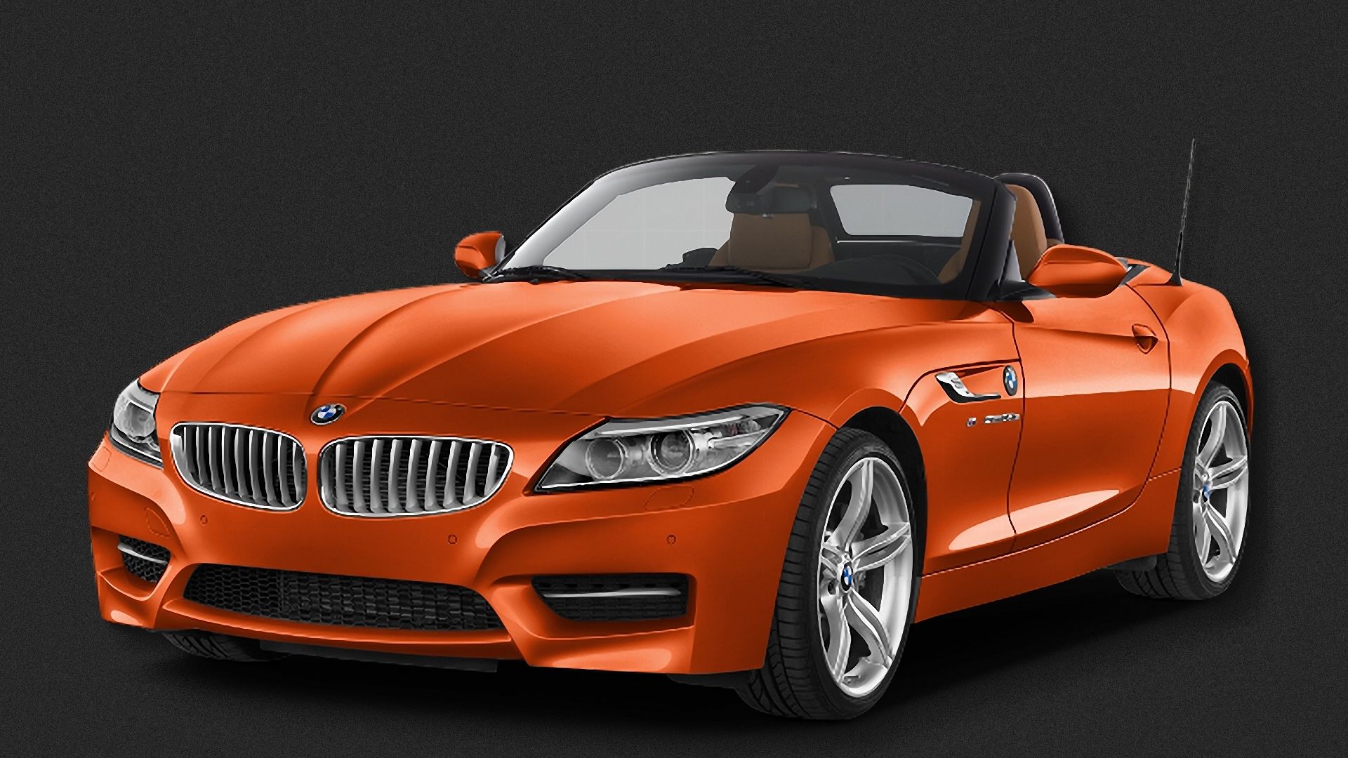 BMW Z4 (E89), Roadster, Oranges Auto, Cabrio, Grauer Hintergrund, Full HD Wallpaper