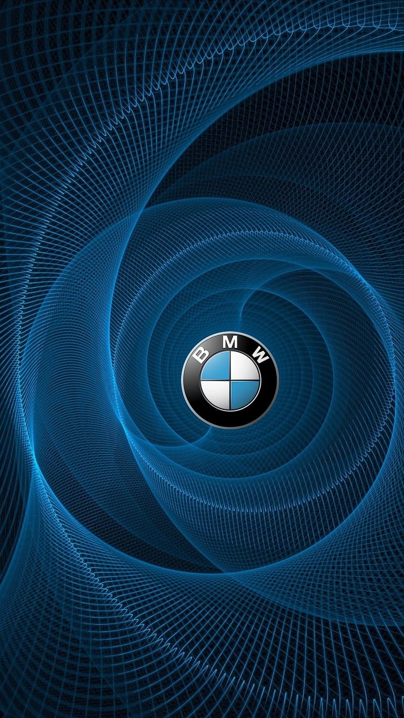 BMW-Logo, Blauer Hintergrund, Spirale, Abstrakt, Minimalismus, Sperrbildschirm fürs iPhone