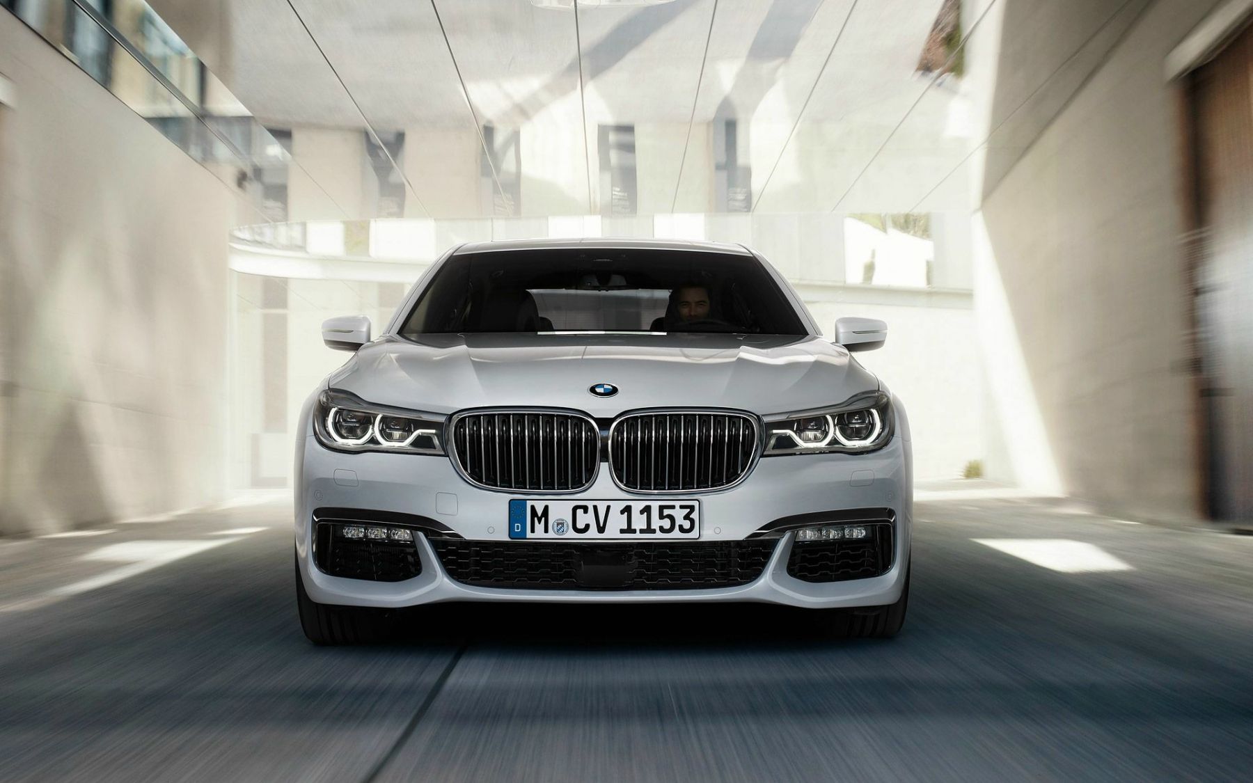 BMW 7er (G11), Silbernes Auto, Limousine, Frontansicht, Luxus, HD, MacBook-Hintergrundbild