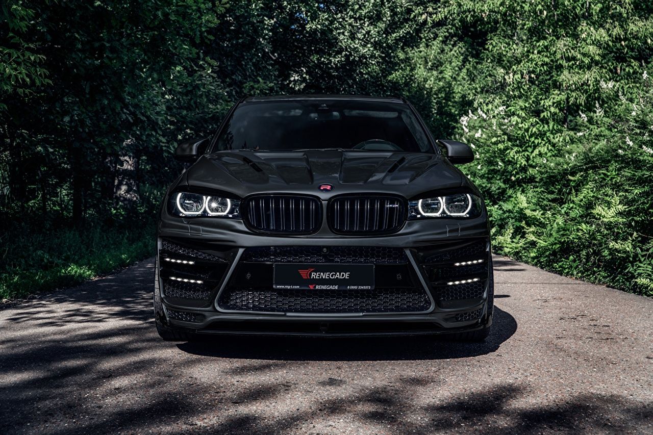 BMW X6, Schwarzes SUV, Tuning, Wald, Frontansicht, HD, Hintergrund für den Desktop