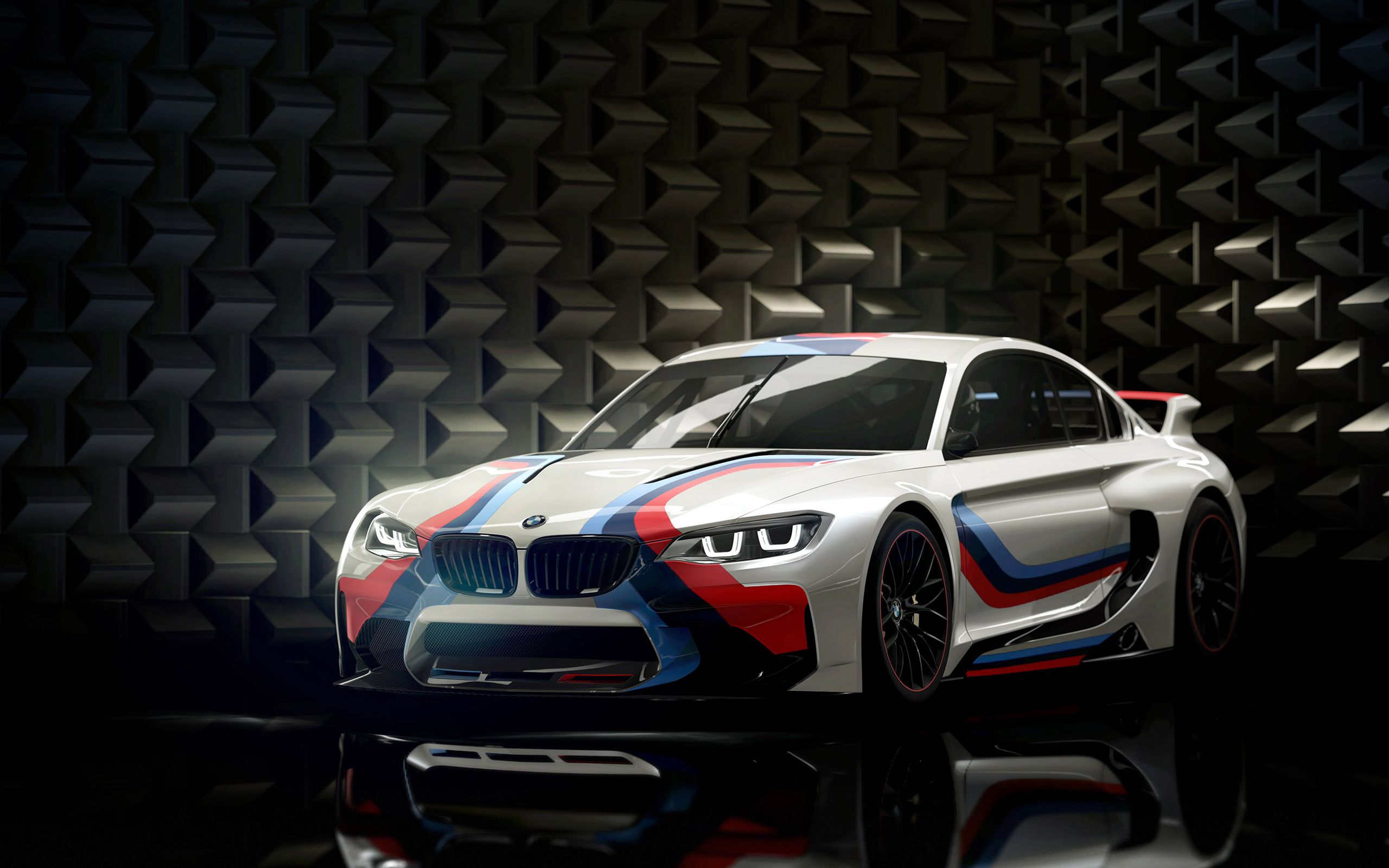 BMW Vision Gran Turismo, BMW M Motorsport, Konzeptfahrzeug, Rennwagen, Dunkler Raum, 2K-PC-Hintergrundbild